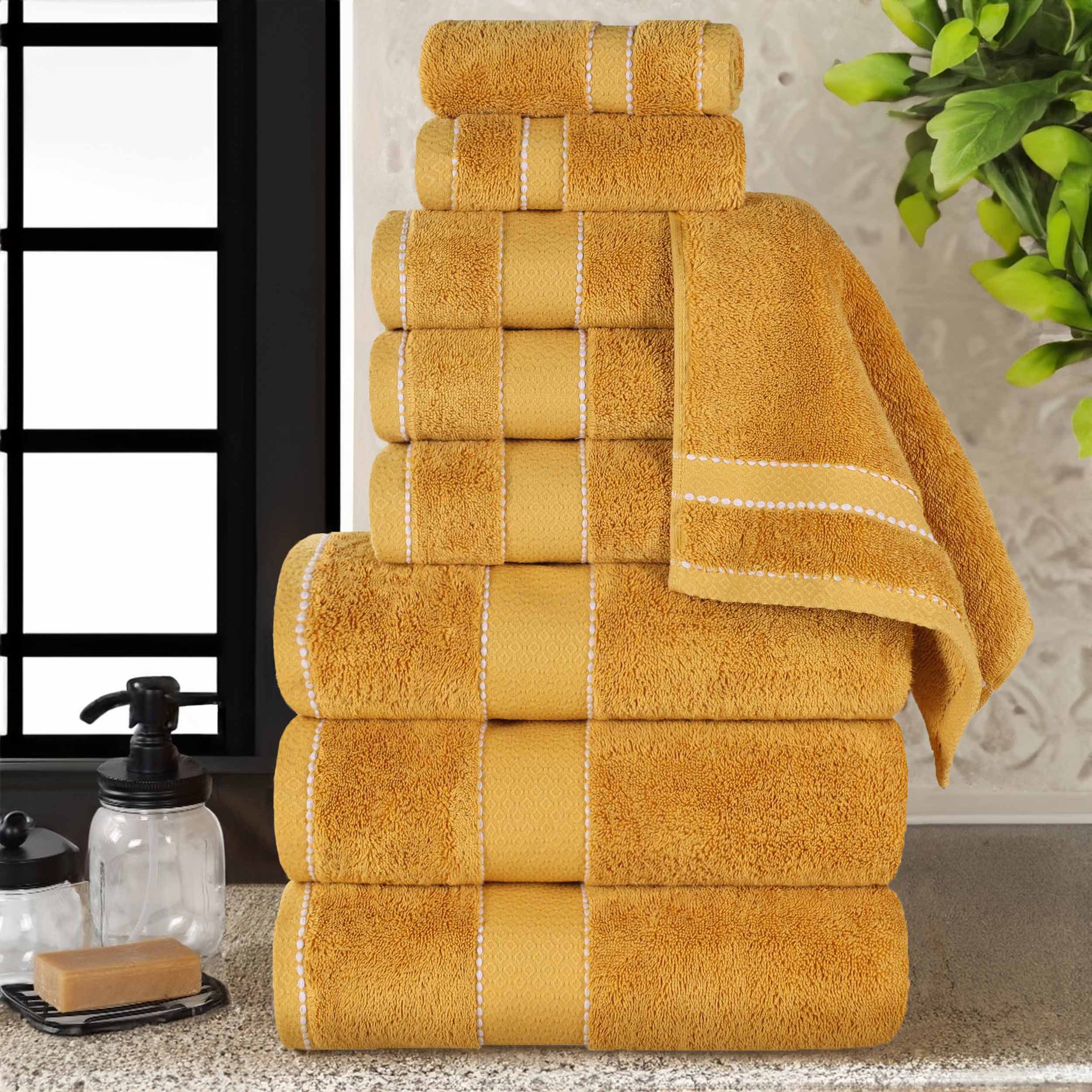 Egyptian Giza Cotton Plush Soft Towel Set 9 Piece - Egyptian Cotton Towel Set by Superior Brand