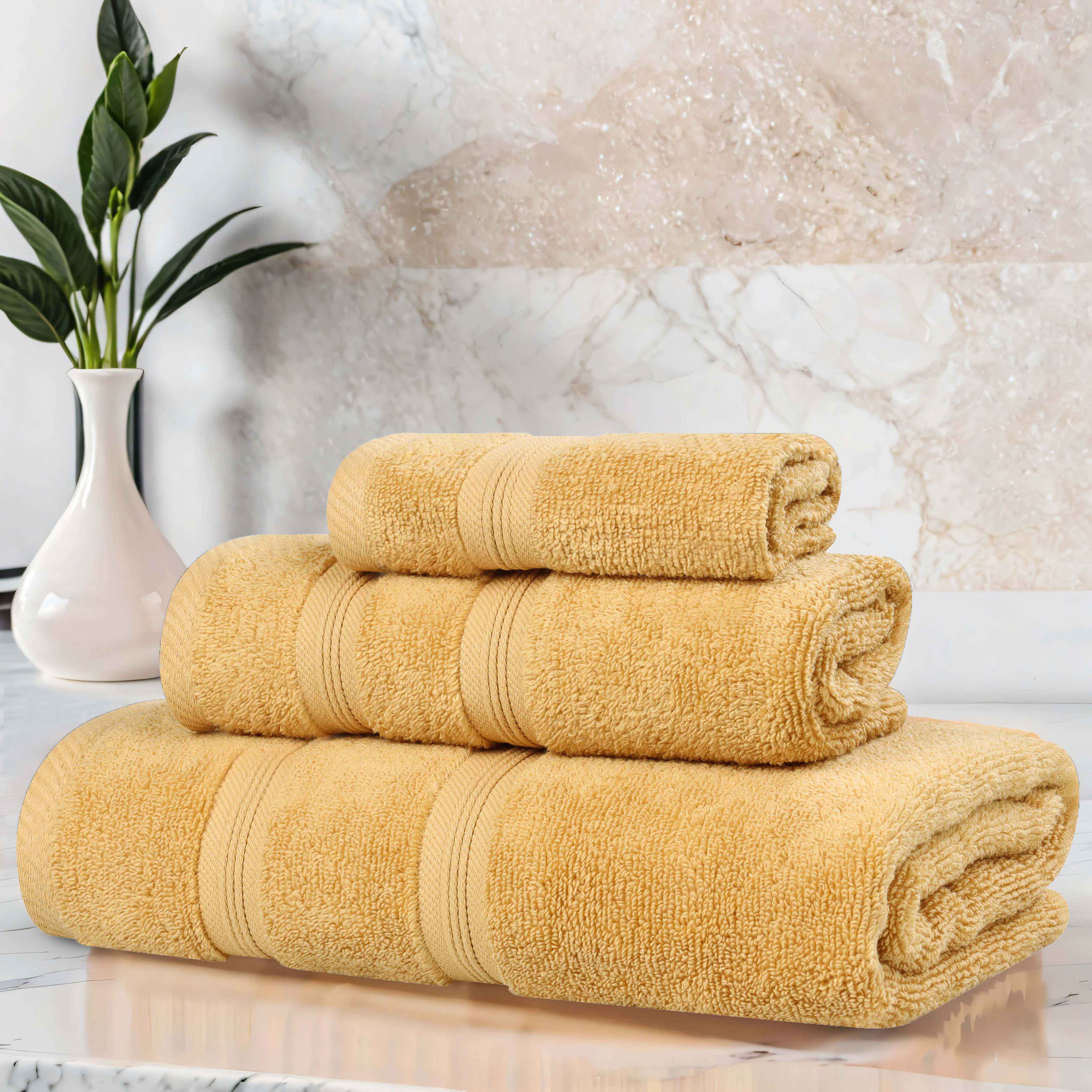 Smart Dry Zero Twist Cotton Medium Weight 3 Piece Assorted Towel Set - Towel Set by Superior Brand