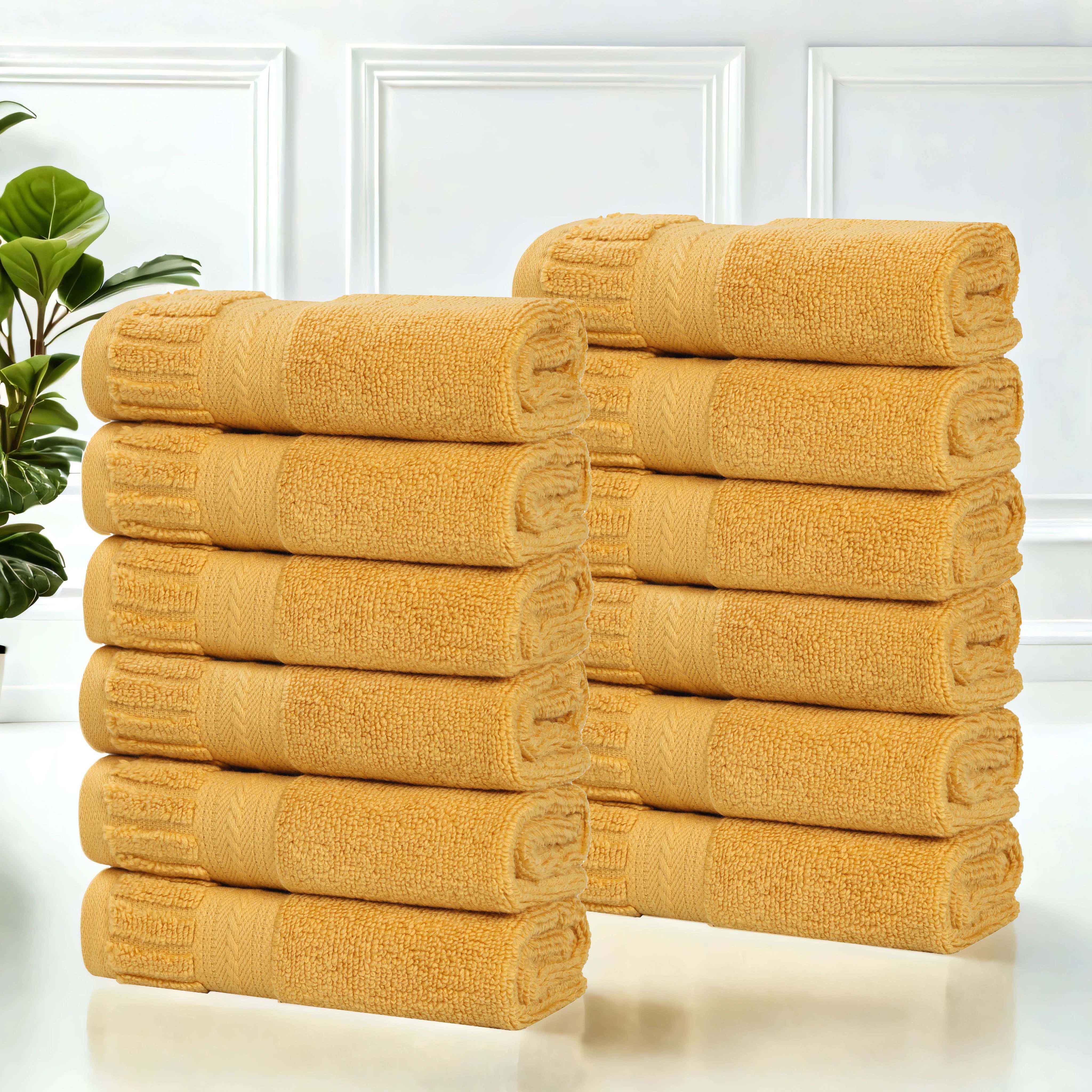 Venice Zero Twist Cotton Medium Weight Face Towels, Set of 12 - Face Towel by Superior Brand