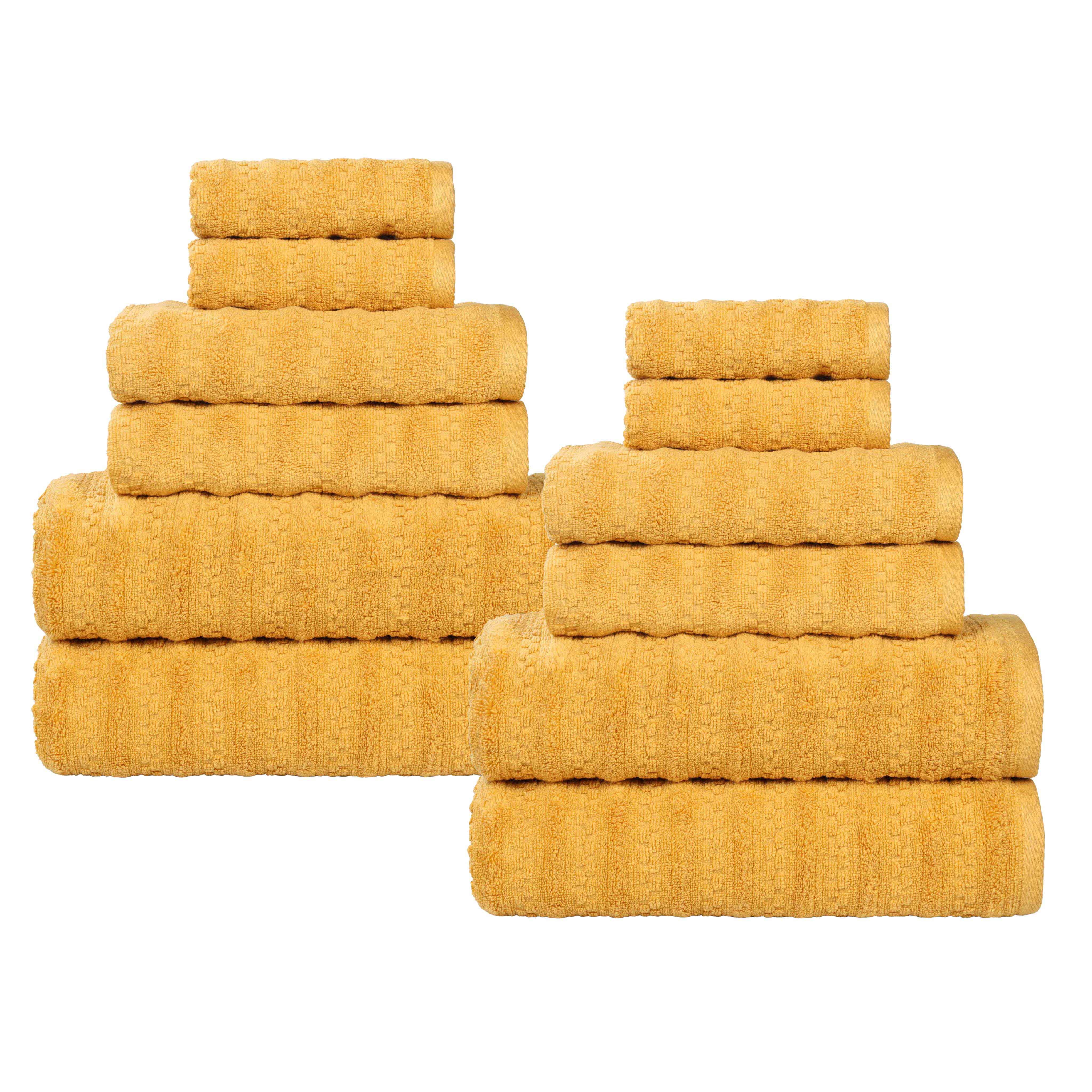 Zuma Zero Twist Cotton Medium Weight Waffle Stripes 12 Piece Towel Set - Towel Set by Superior Brand