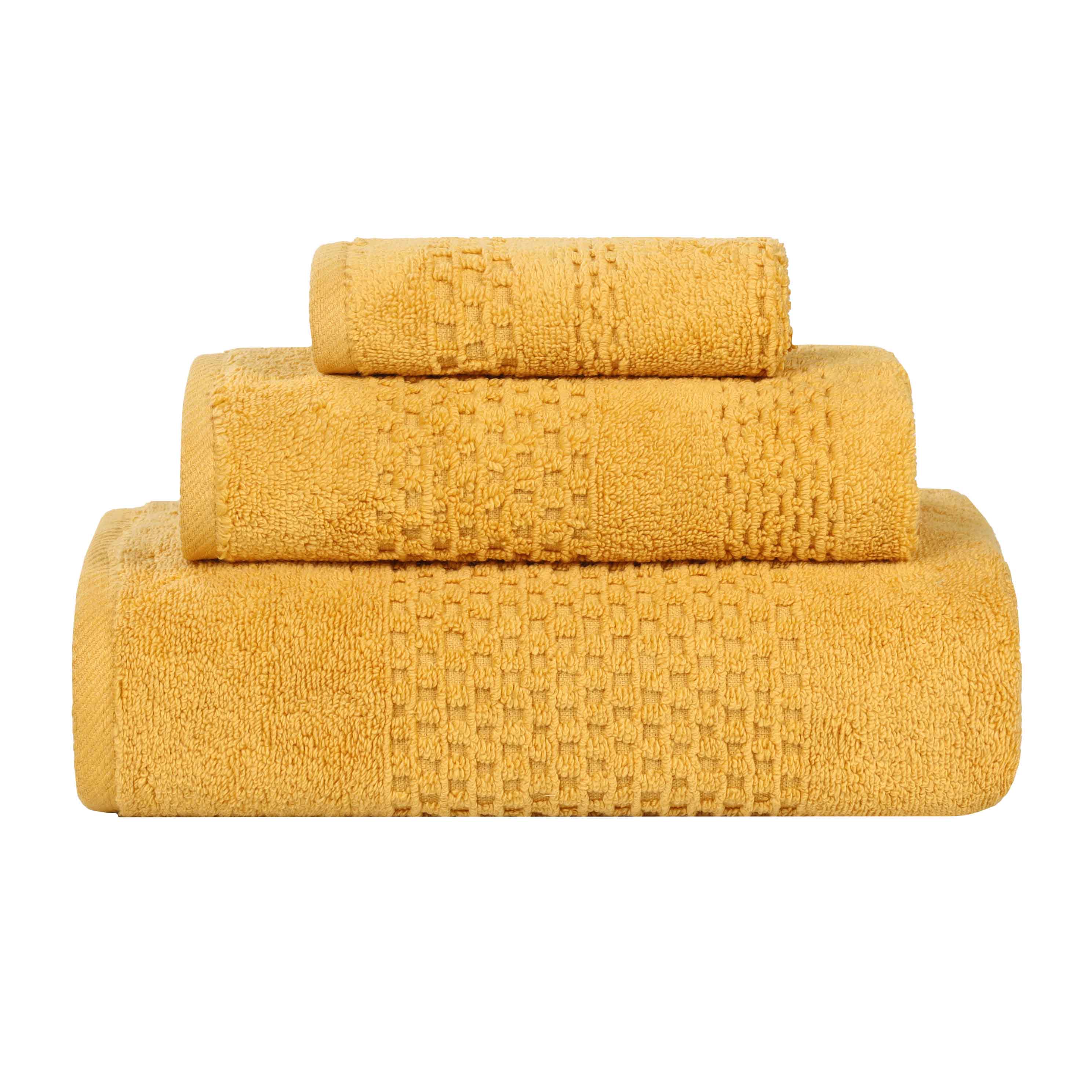 Playa Zero Twist Cotton Solid Waffle Textured 3 Piece Towel Set - Towel Set by Superior Brand