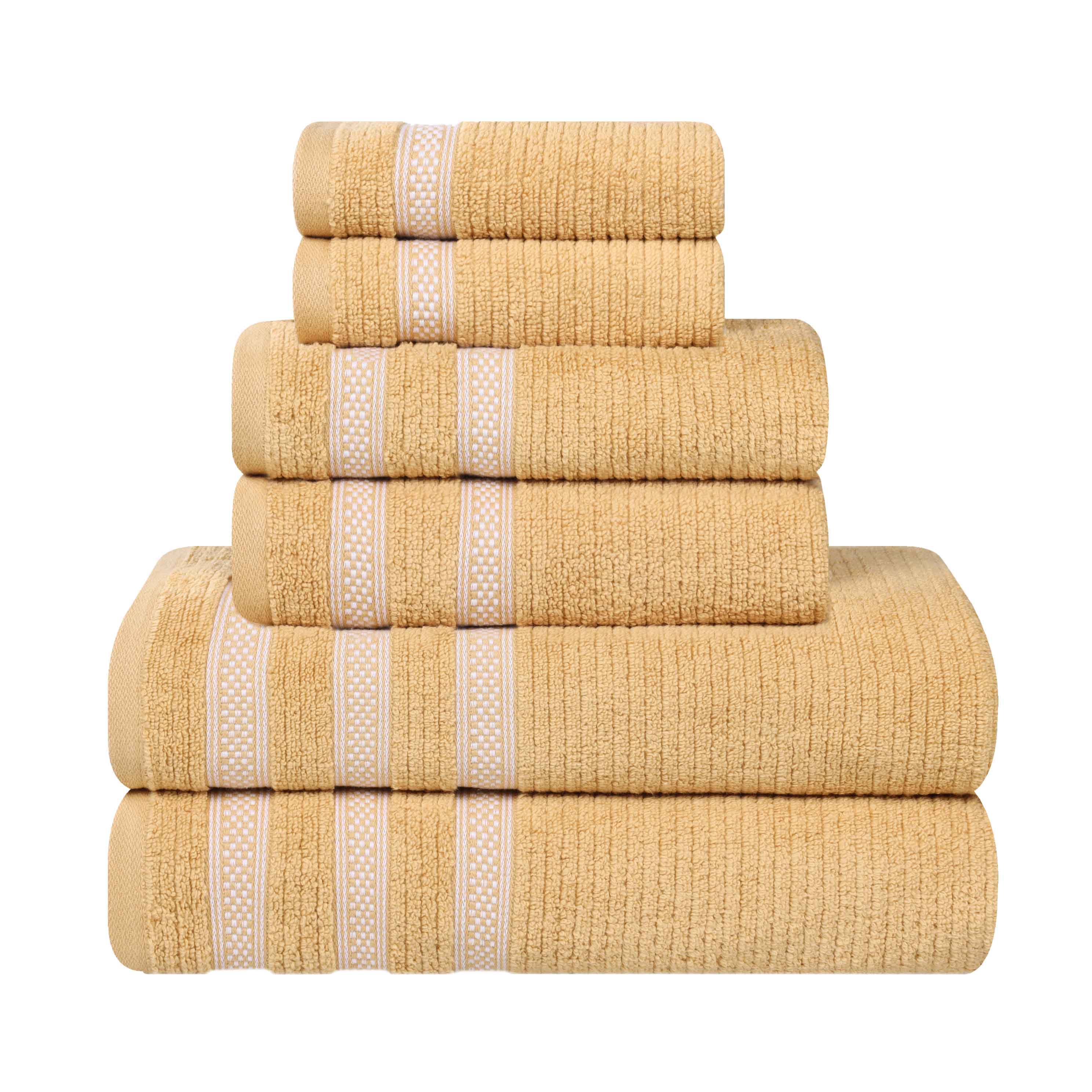 Zero Twist Cotton Ribbed Towel Set 6-Piece - Brea - Towel Set by Superior Brand