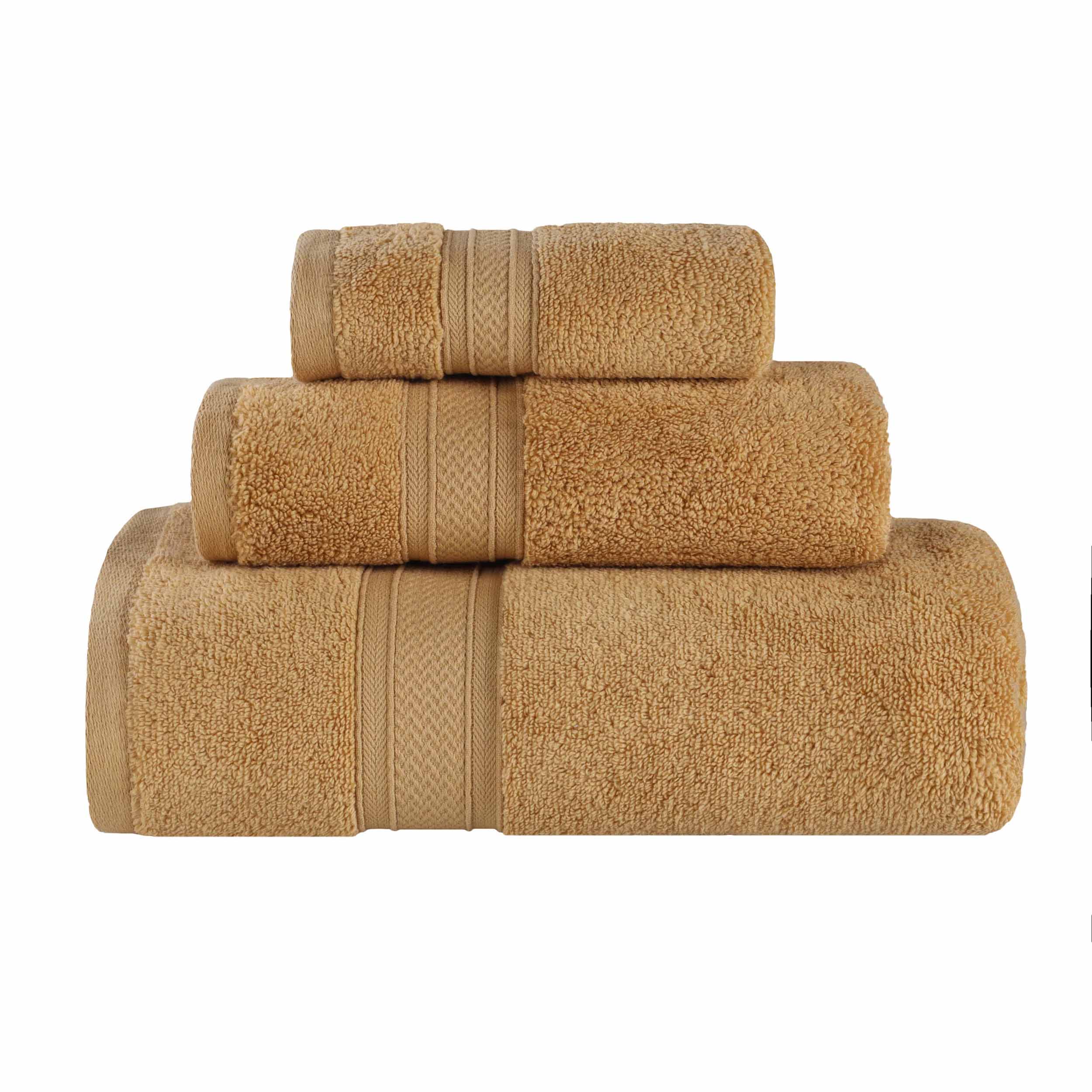 Chevron Zero Twist Solid Soft Absorbent Cotton 3 Piece Towel Set - Towel Set by Superior Brand