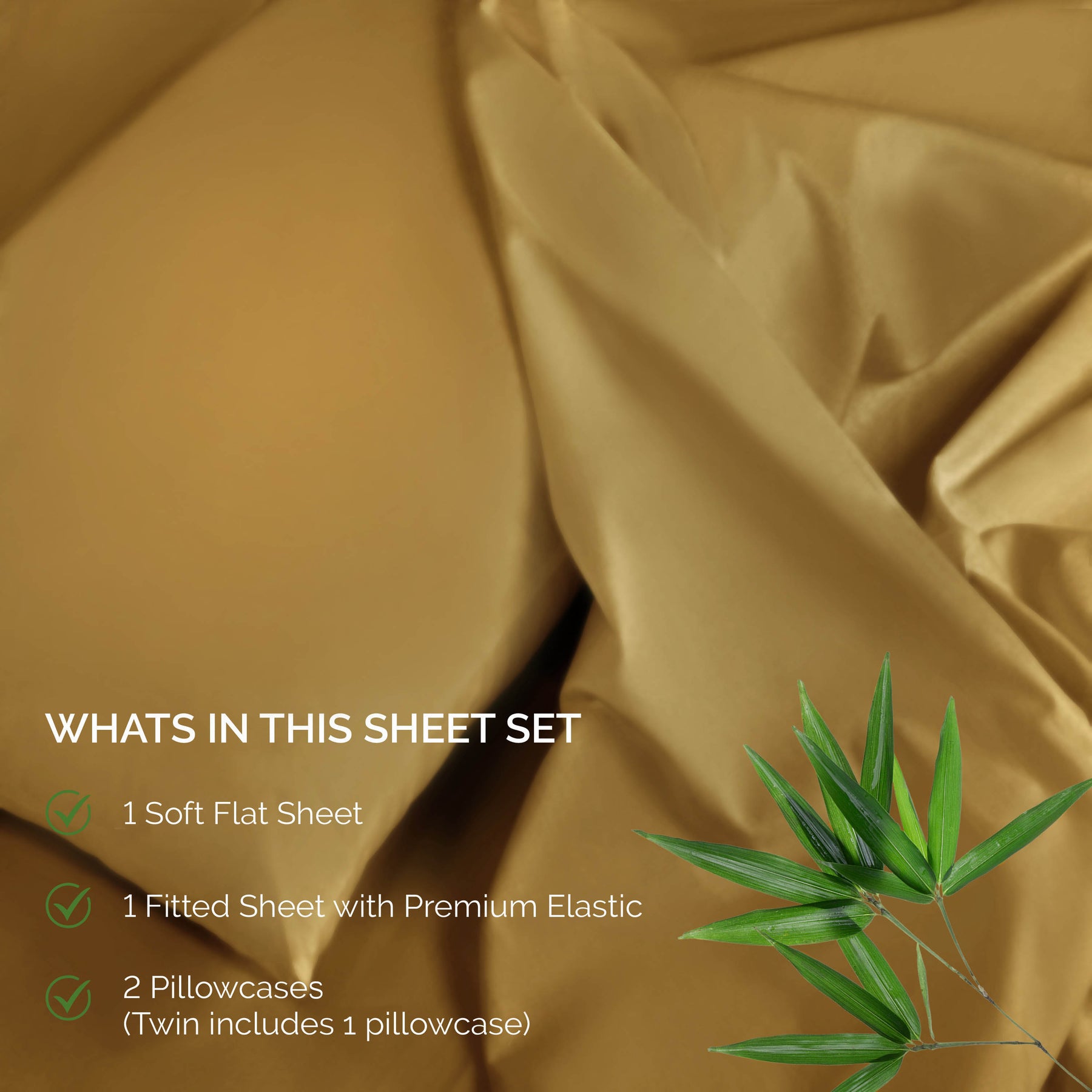 300 Thread Count Rayon From Bamboo Solid Deep Pocket Sheet Set - Gold