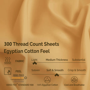 300 Thread Count Egyptian Cotton Solid Deep Pocket Sheet Set - Gold