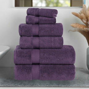 Zero-Twist Cotton Quick-Drying Absorbent Assorted 6 Piece Towel Set - Grapeseed