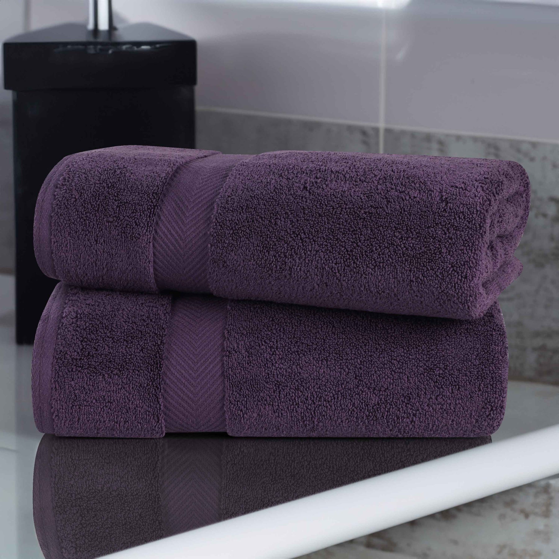 Zero-Twist Smart-Dry Combed Cotton 2 Piece Bath Sheet Set - Grapeseed