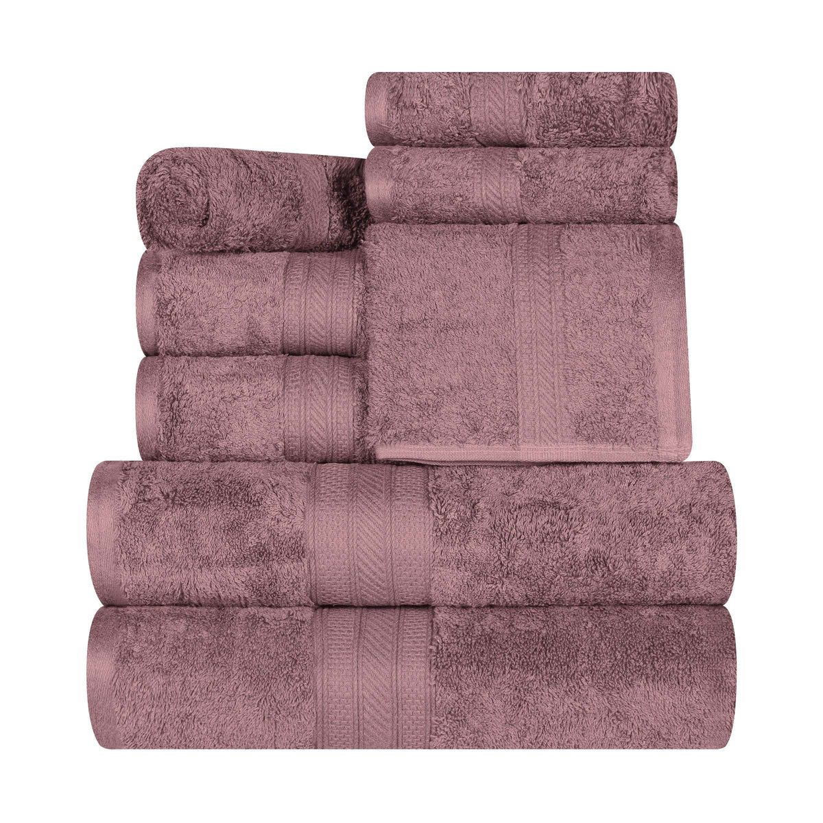 Cotton Heavyweight Absorbent Plush 8 Piece Towel Set - GrapeShake