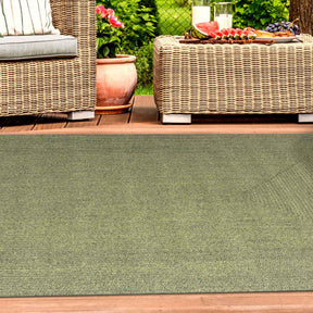 Bohemian Indoor Outdoor Rugs Solid Rectangle Braided Area Rug - Green