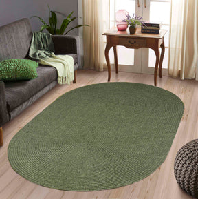 Classic Braided Weave Oval Area Rug Indoor Outdoor Rugs - Green