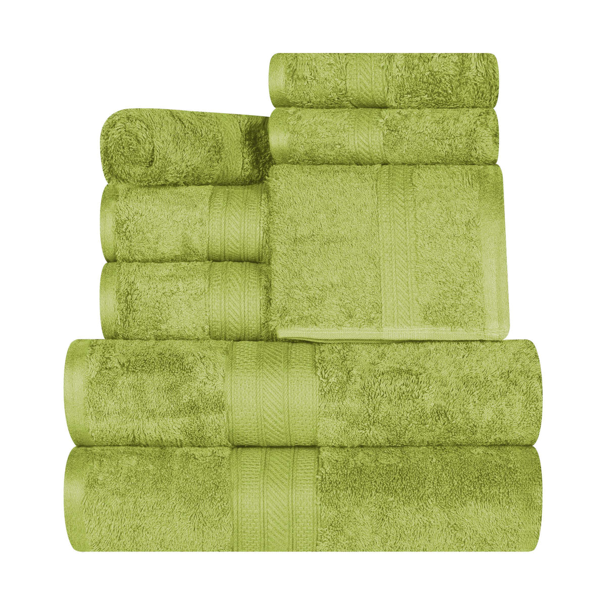 Cotton Heavyweight Absorbent Plush 8 Piece Towel Set - GreenEssense