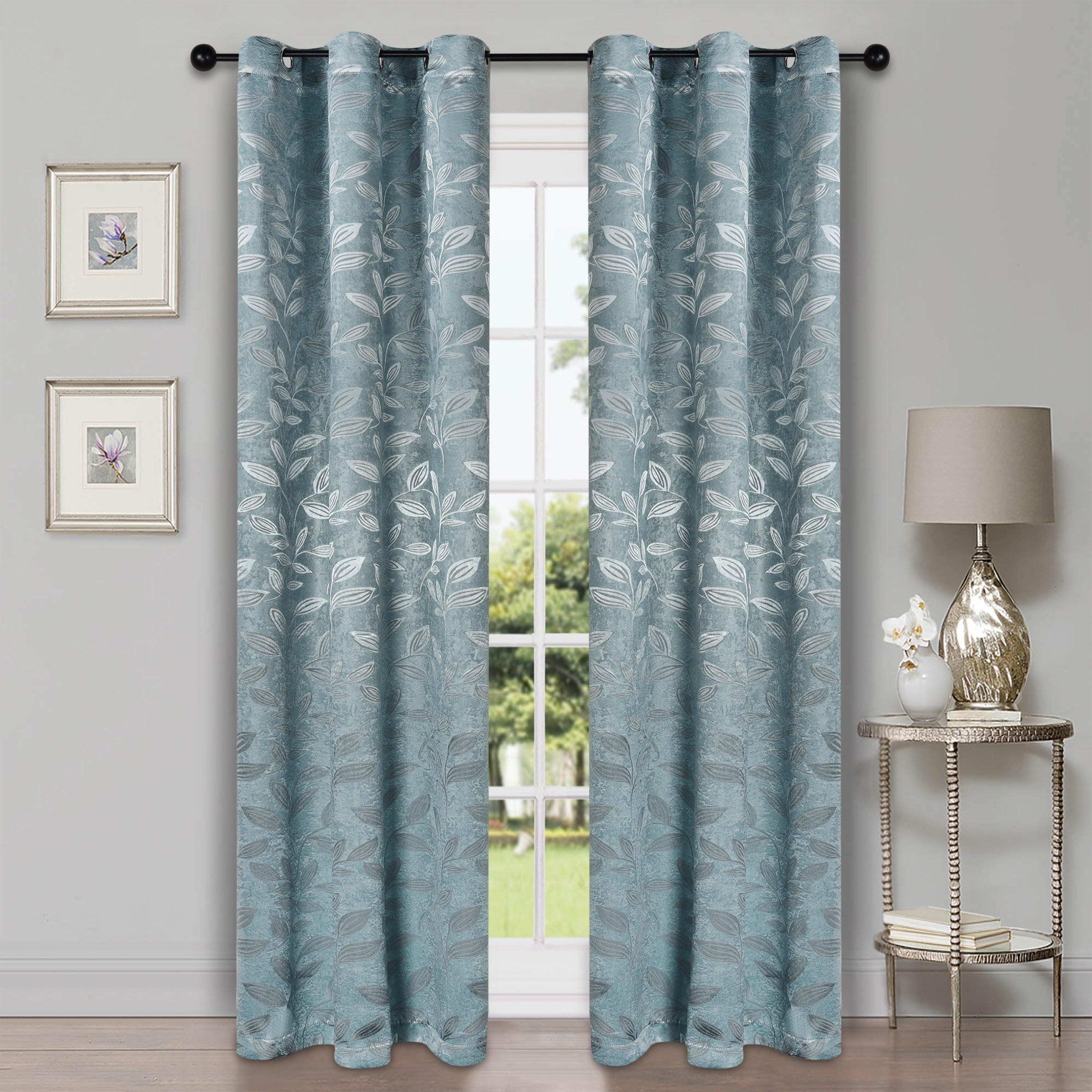 Leaves Machine Washable Room Darkening Blackout Curtains, Set of 2 - Blackout Curtains by Superior