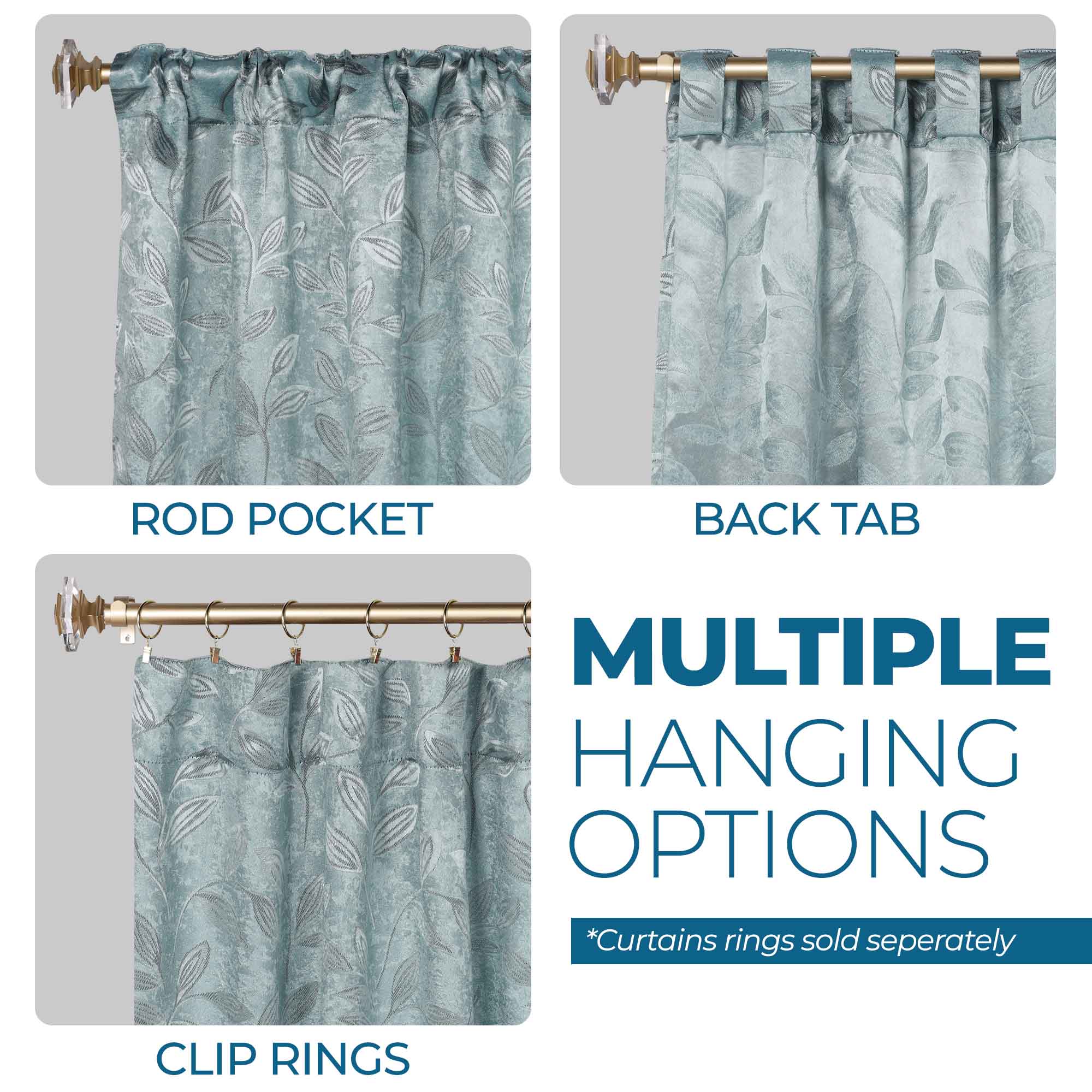 Leaves Room Darkening Back Tabs Blackout Curtain Panels, Set of 2 - Blackout Curtains by Superior