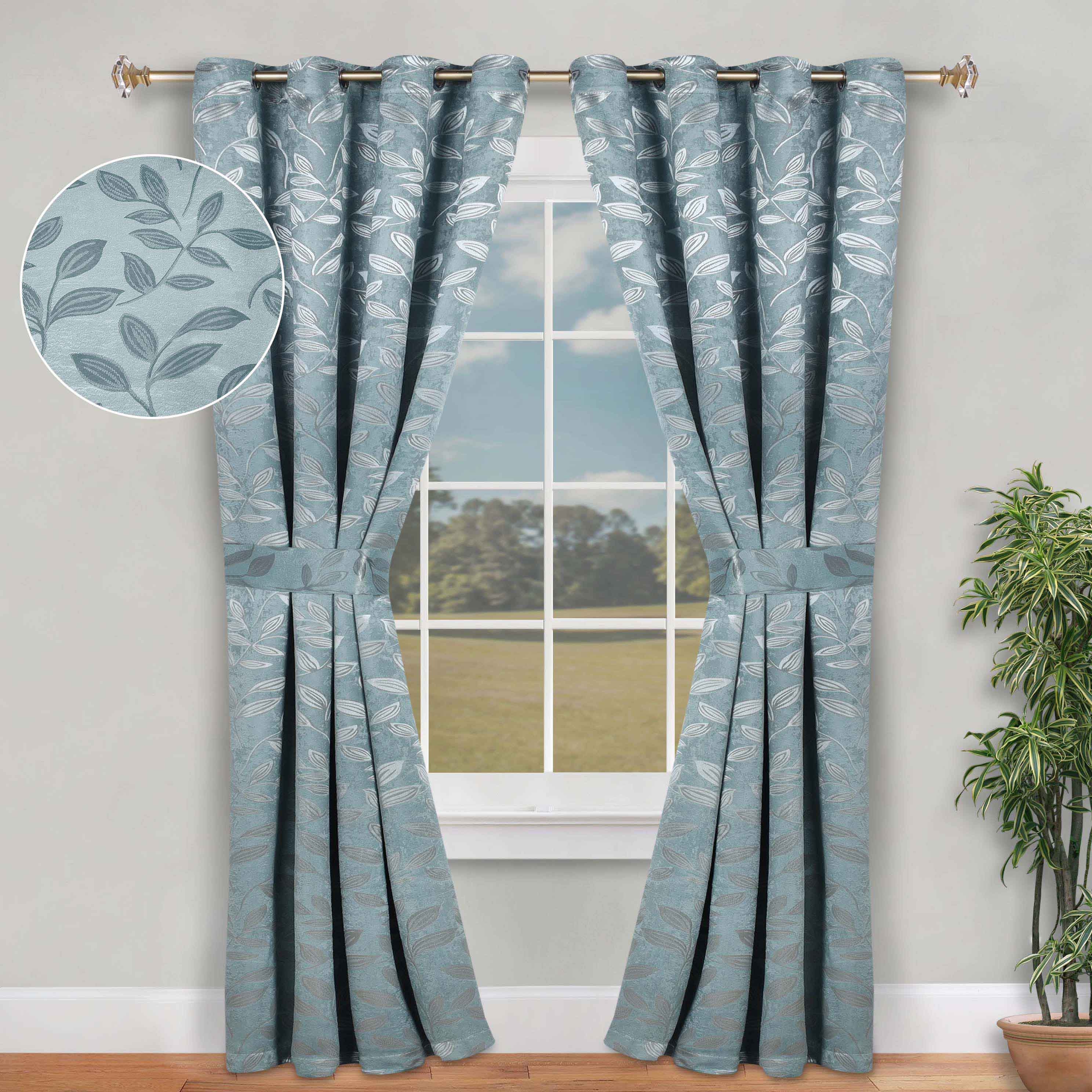 Leaves Room Darkening Washable Blackout Curtain Panels, Set of 2 - Blackout Curtains by Superior Brand
