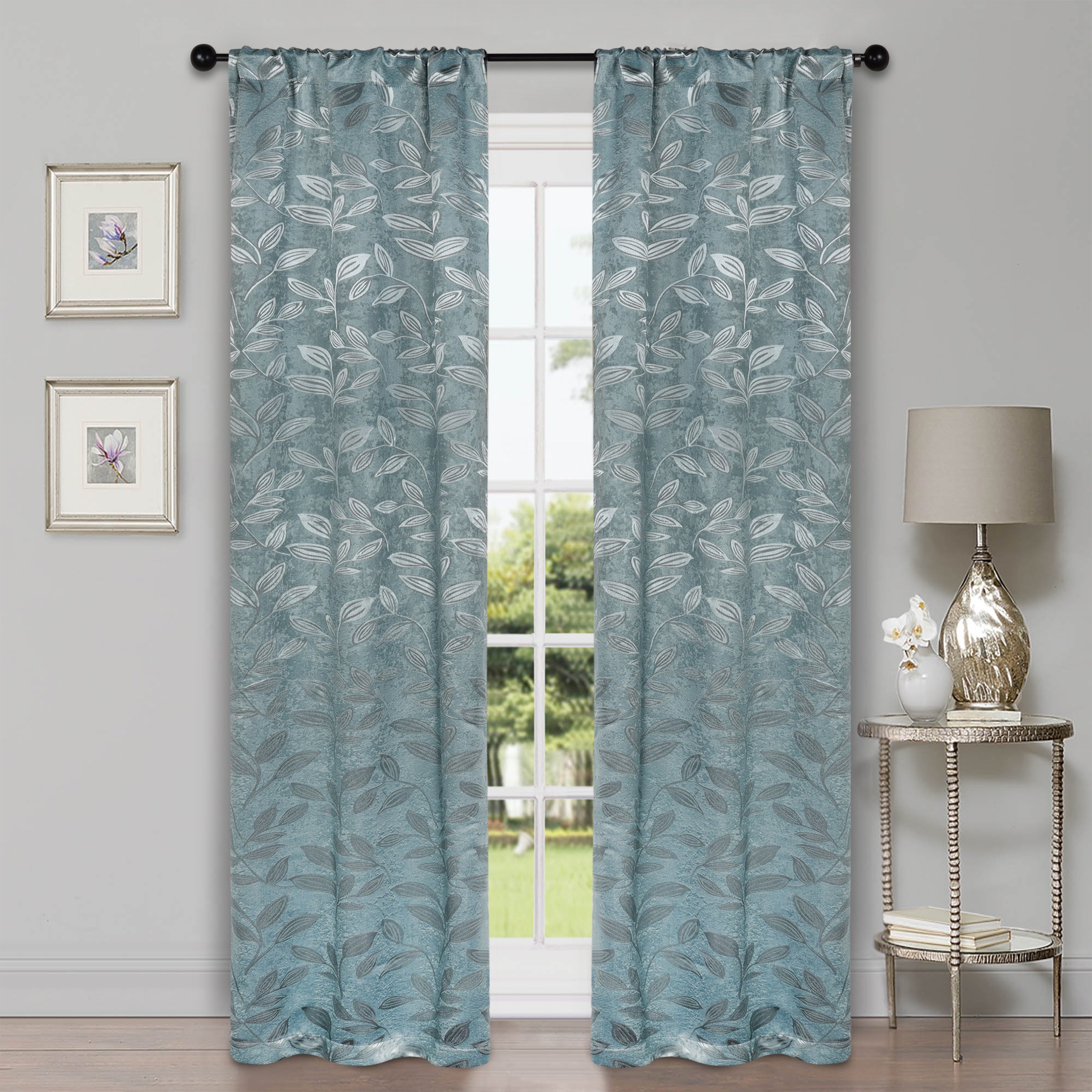 Leaves Room Darkening Washable Blackout Curtain Panels, Set of 2 - Blackout Curtains by Superior