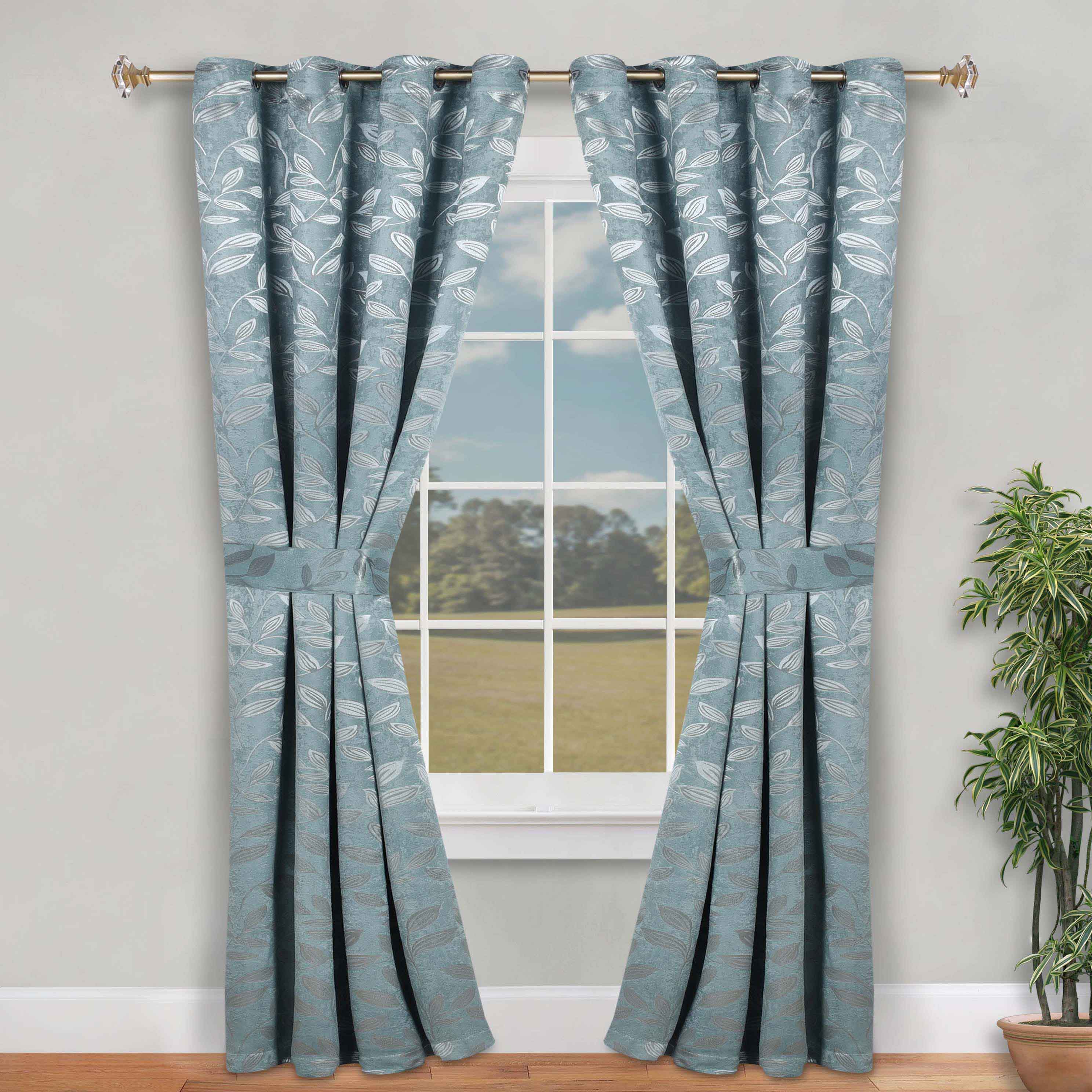 Leaves Room Darkening Washable Blackout Curtain Panels, Set of 2 - Blackout Curtains by Superior