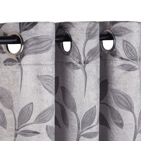 Leaves Machine Washable Room Darkening Blackout Curtains, Set of 2 - Gray