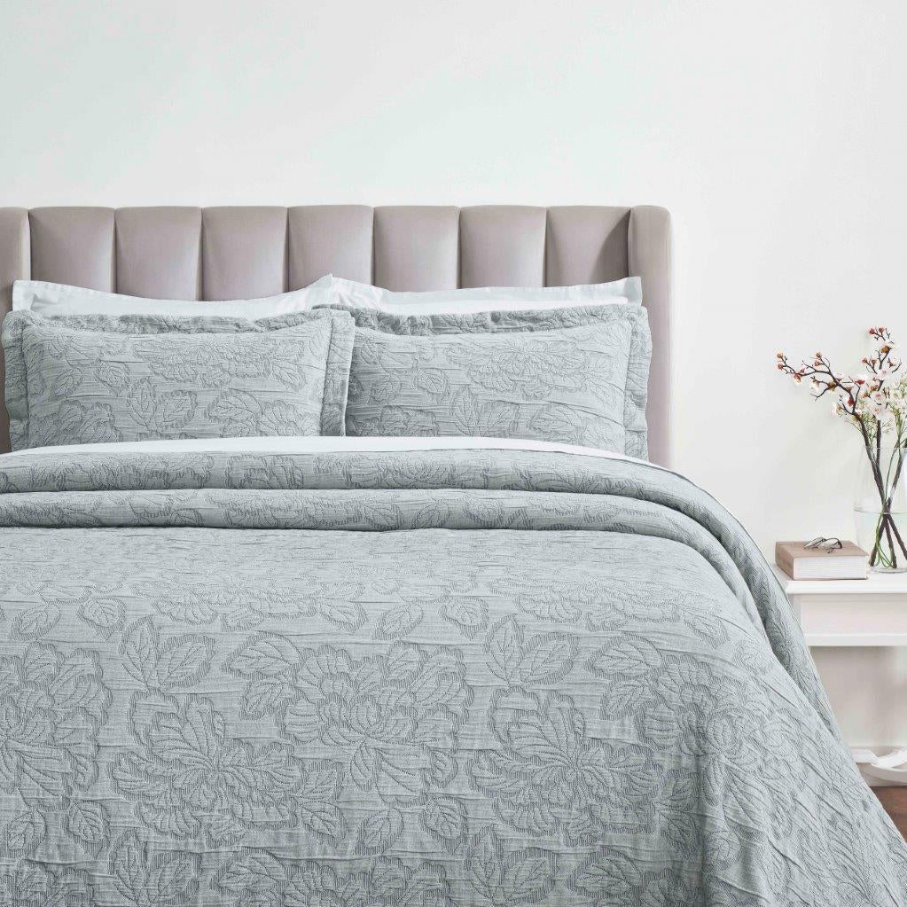 Hibiscus Cotton Medium Weight Matelasse Woven Floral Bedspread Set - Bedspread by Superior
