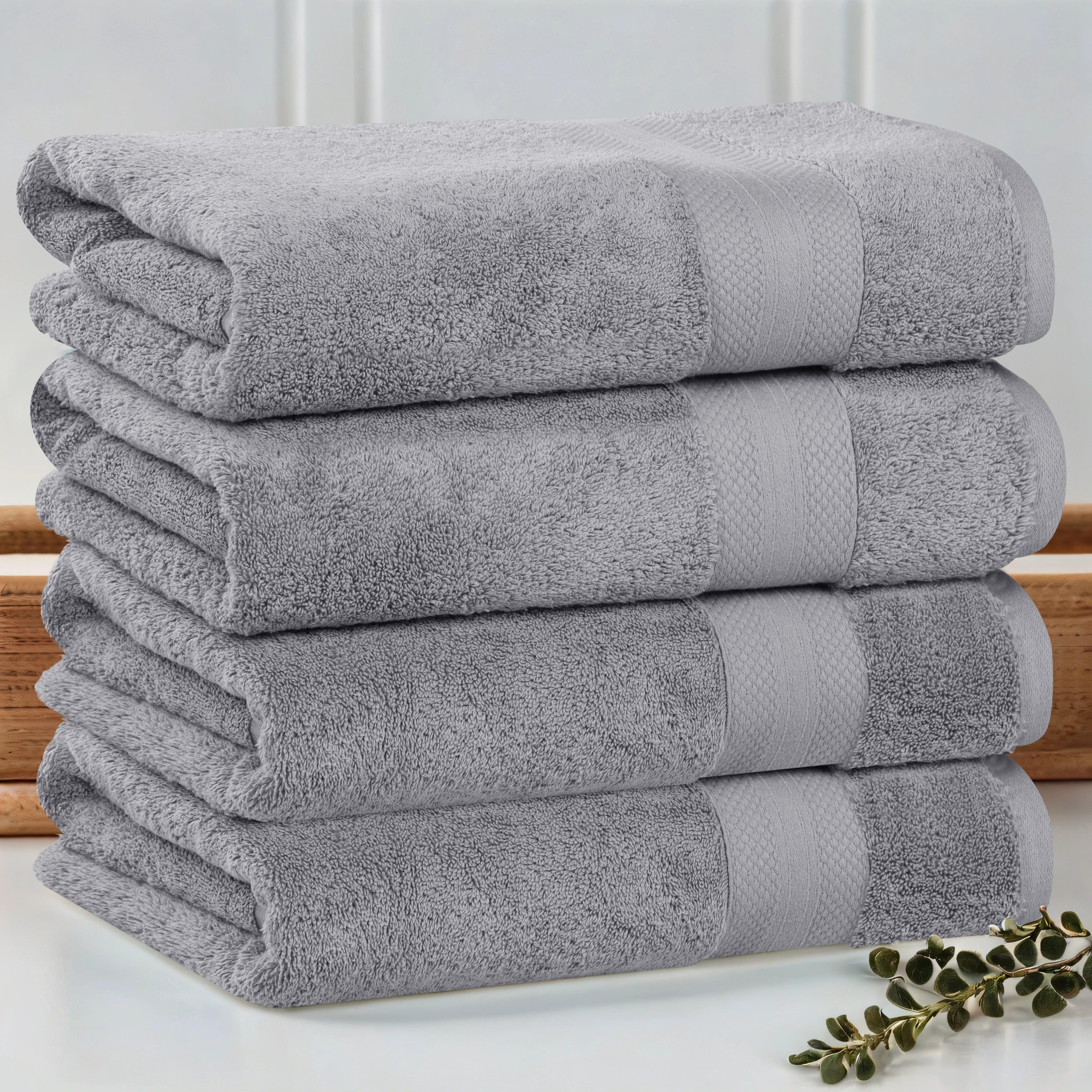 Aria Turkish Cotton Solid Heavyweight Plush Bath Towel Set of 4 - Bath Towel by Superior Brand