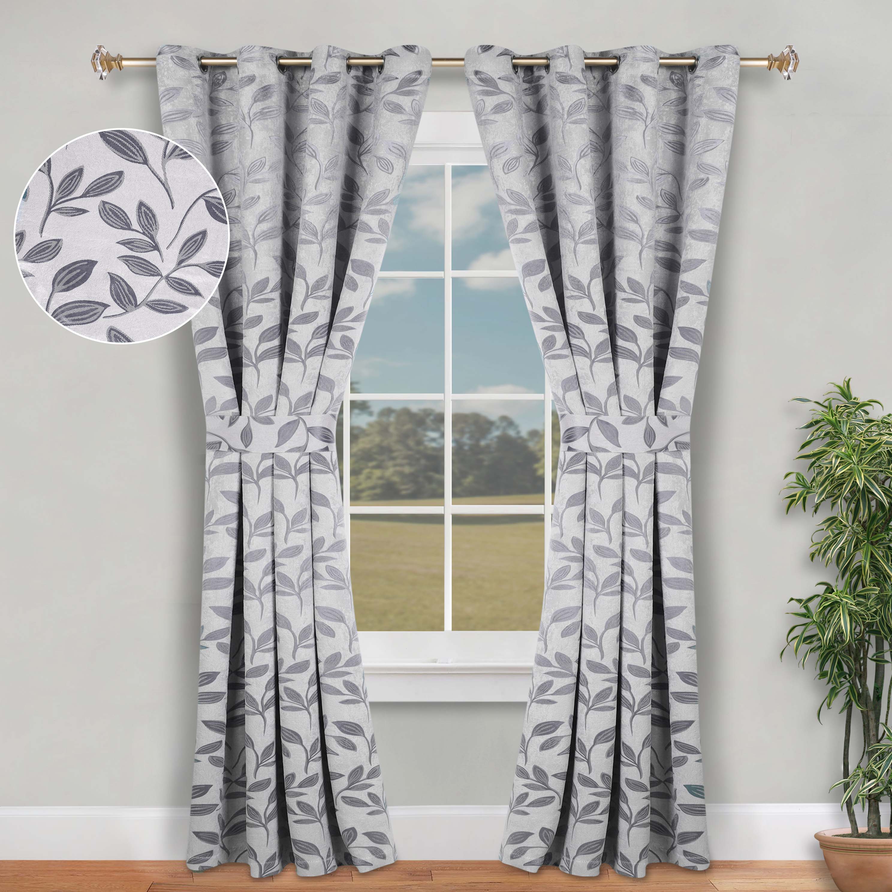 Leaves Room Darkening Washable Blackout Curtain Panels, Set of 2 - Blackout Curtains by Superior