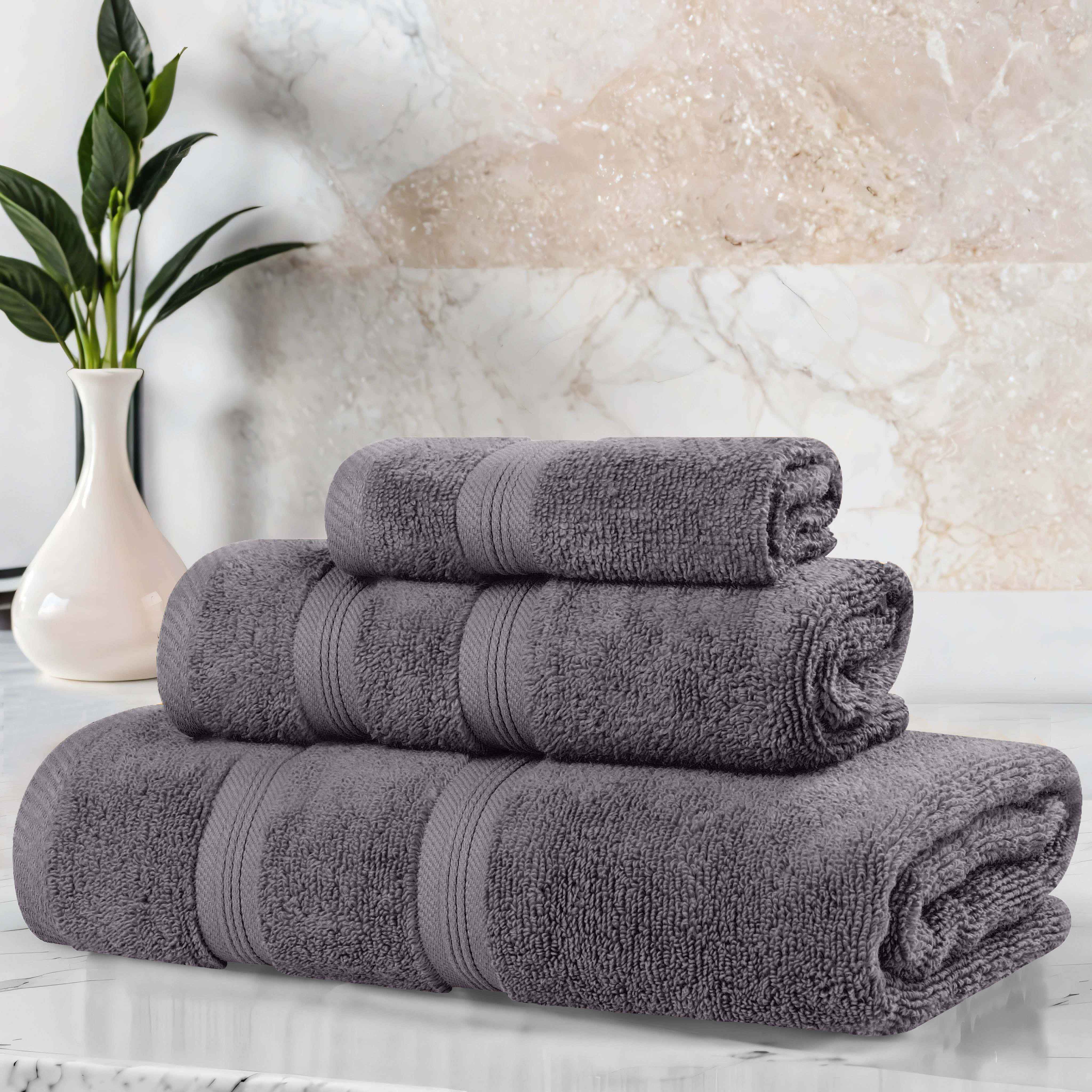 Smart Dry Zero Twist Cotton Medium Weight 3 Piece Assorted Towel Set - Towel Set by Superior Brand