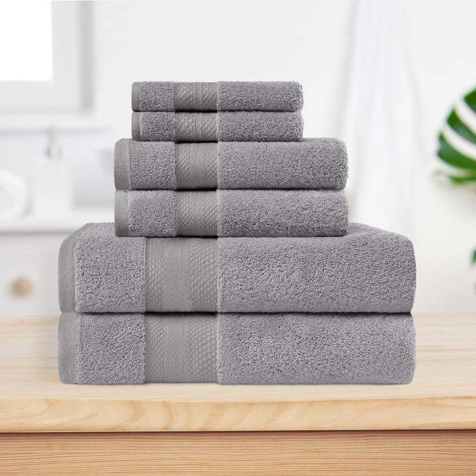 Turkish Cotton Highly Absorbent Solid 6 Piece Towel Set - Towel Set by Superior Brand