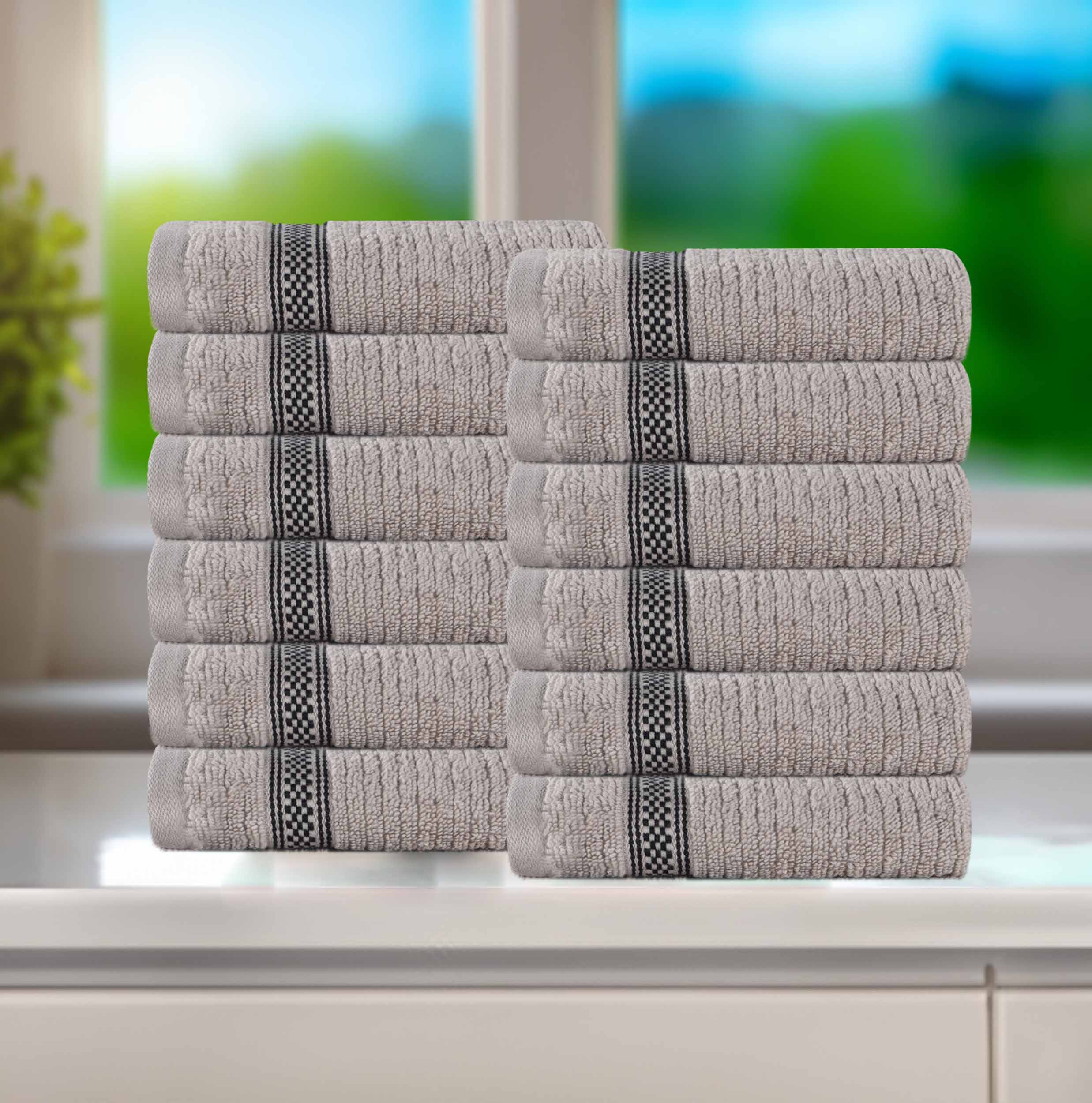 Brea Zero-Twist Cotton Ribbed Face Towel Set 12 Piece - Face Towel by Superior Brand