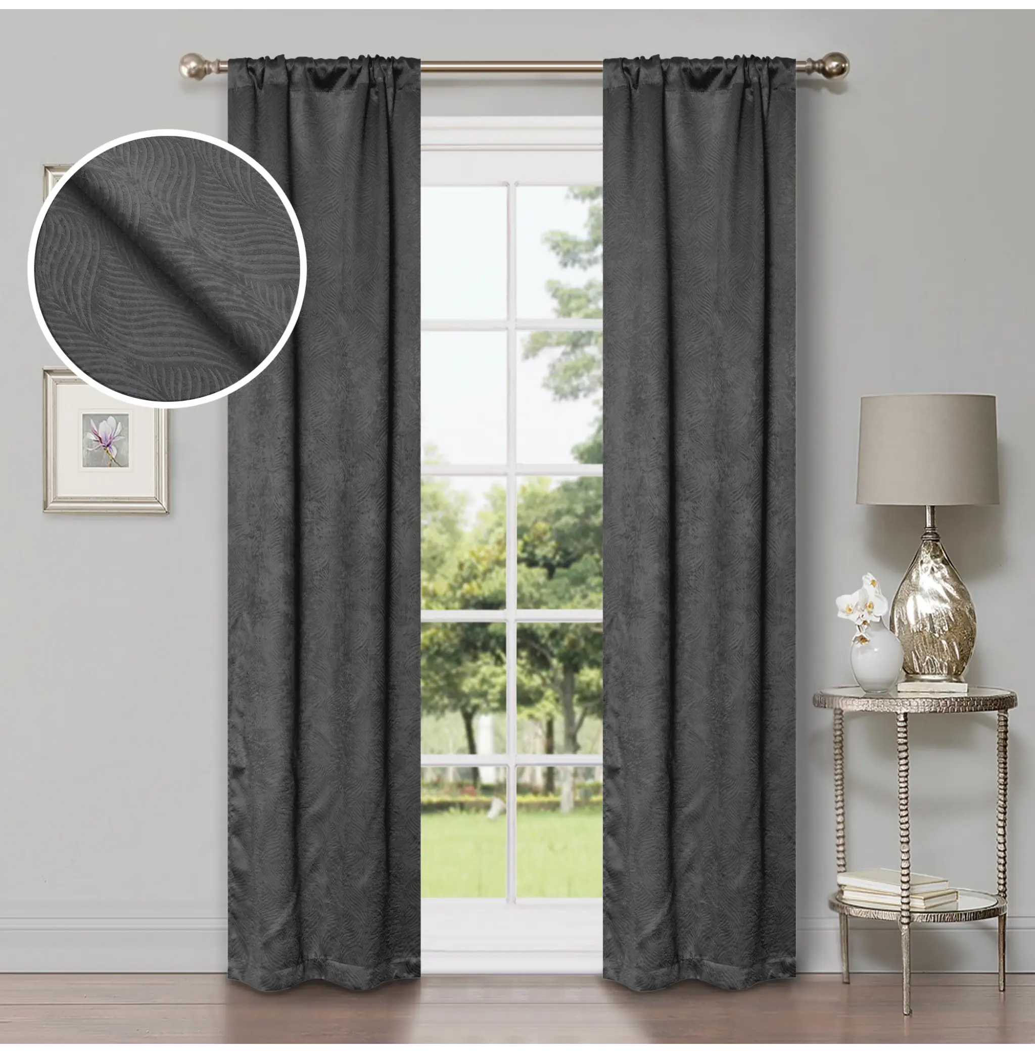 Waverly Geometric Washable Room Darkening Blackout Curtains, Set of 2