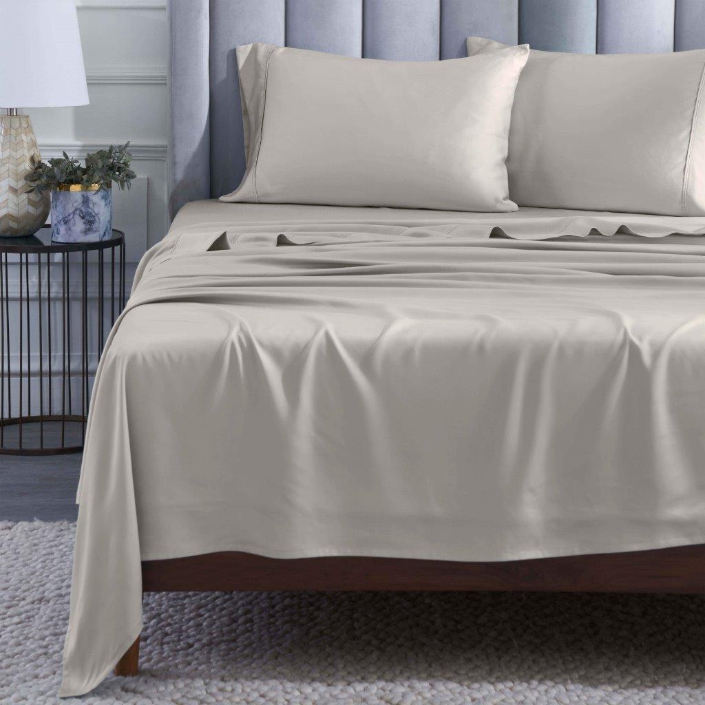 Modal From Beechwood 400 Thread Count Cooling Solid Bed Sheet Set - Gray