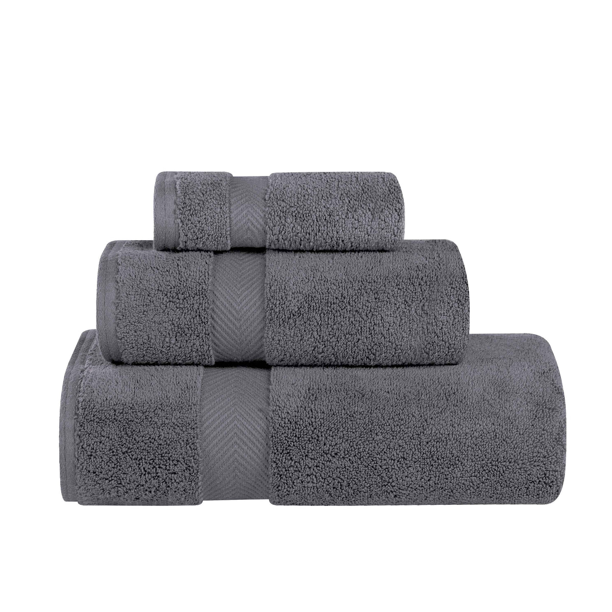 Zero-Twist Smart-Dry Combed Cotton 3 Piece Towel Set - Gray