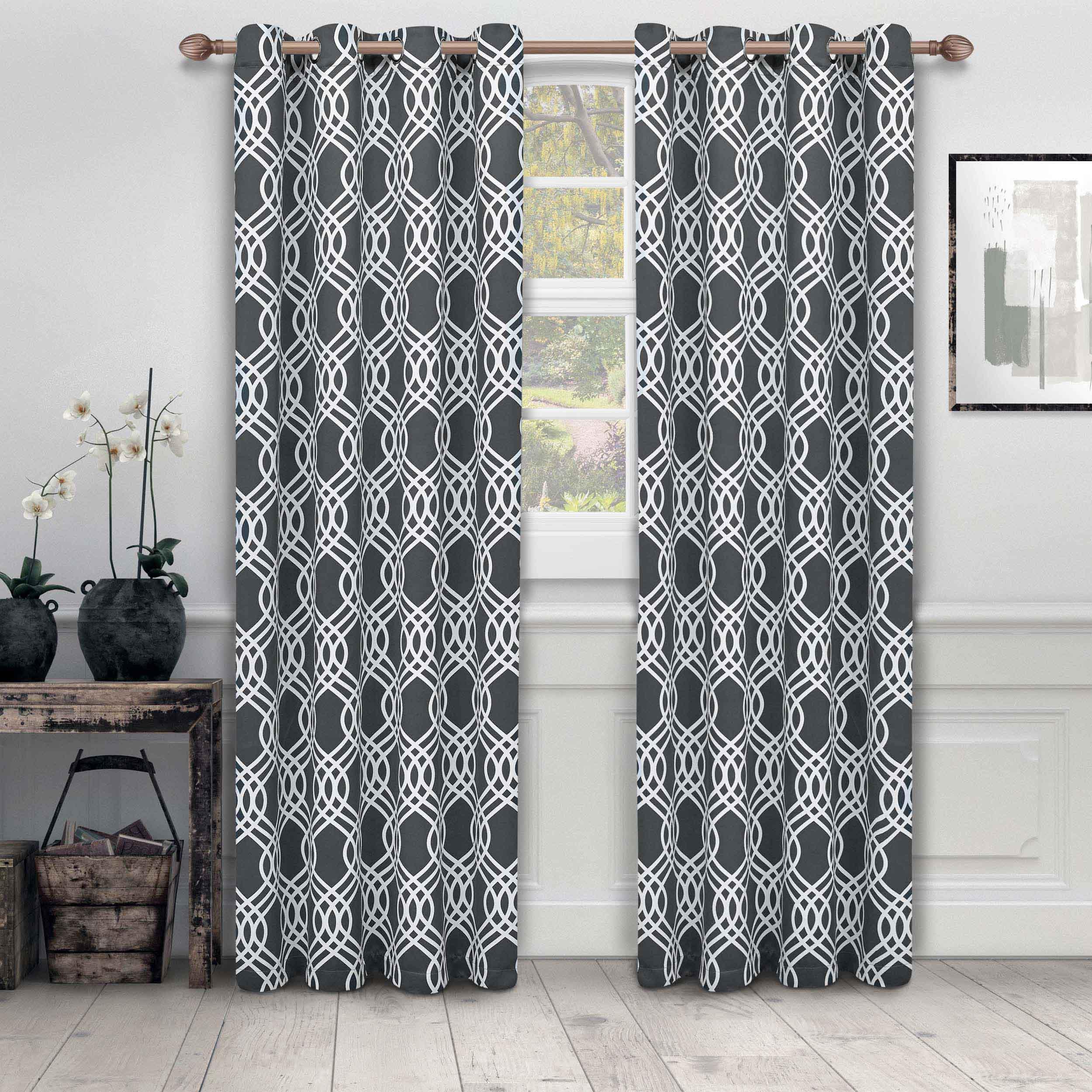 Ribbon Machine Washable Room Darkening Blackout Curtain Set - Blackout Curtains by Superior