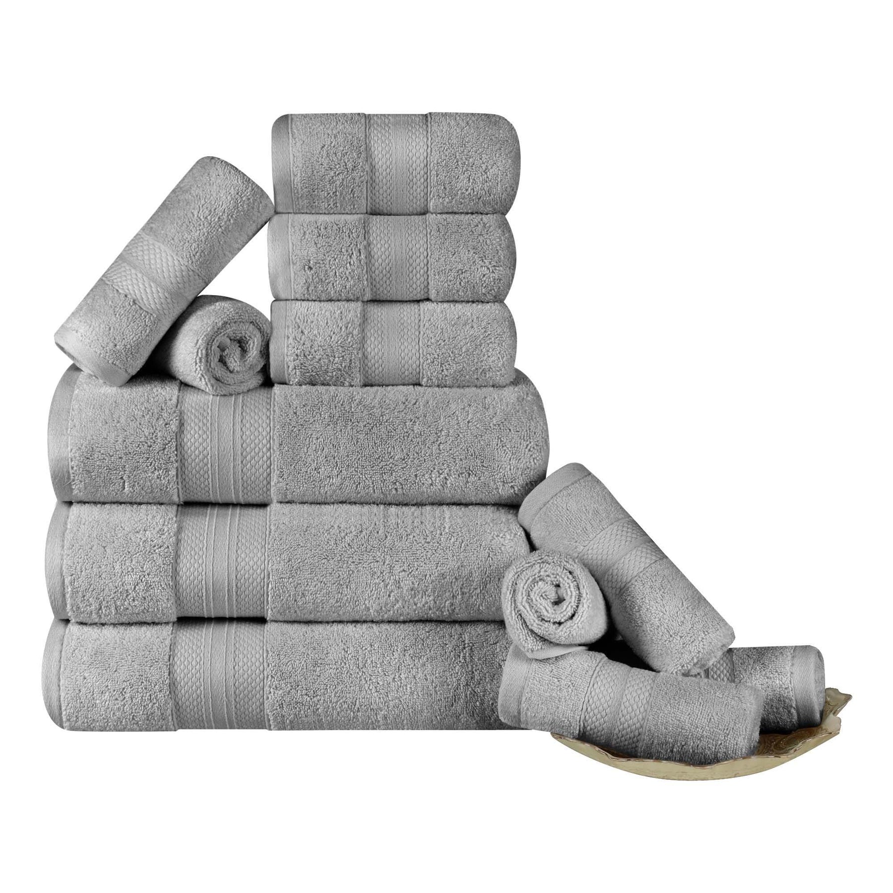 Turkish Cotton Highly Absorbent Solid 12 Piece Ultra Plush Towel Set