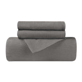 Cotton Flannel Solid Duvet Cover Set with Button Closure - Gray