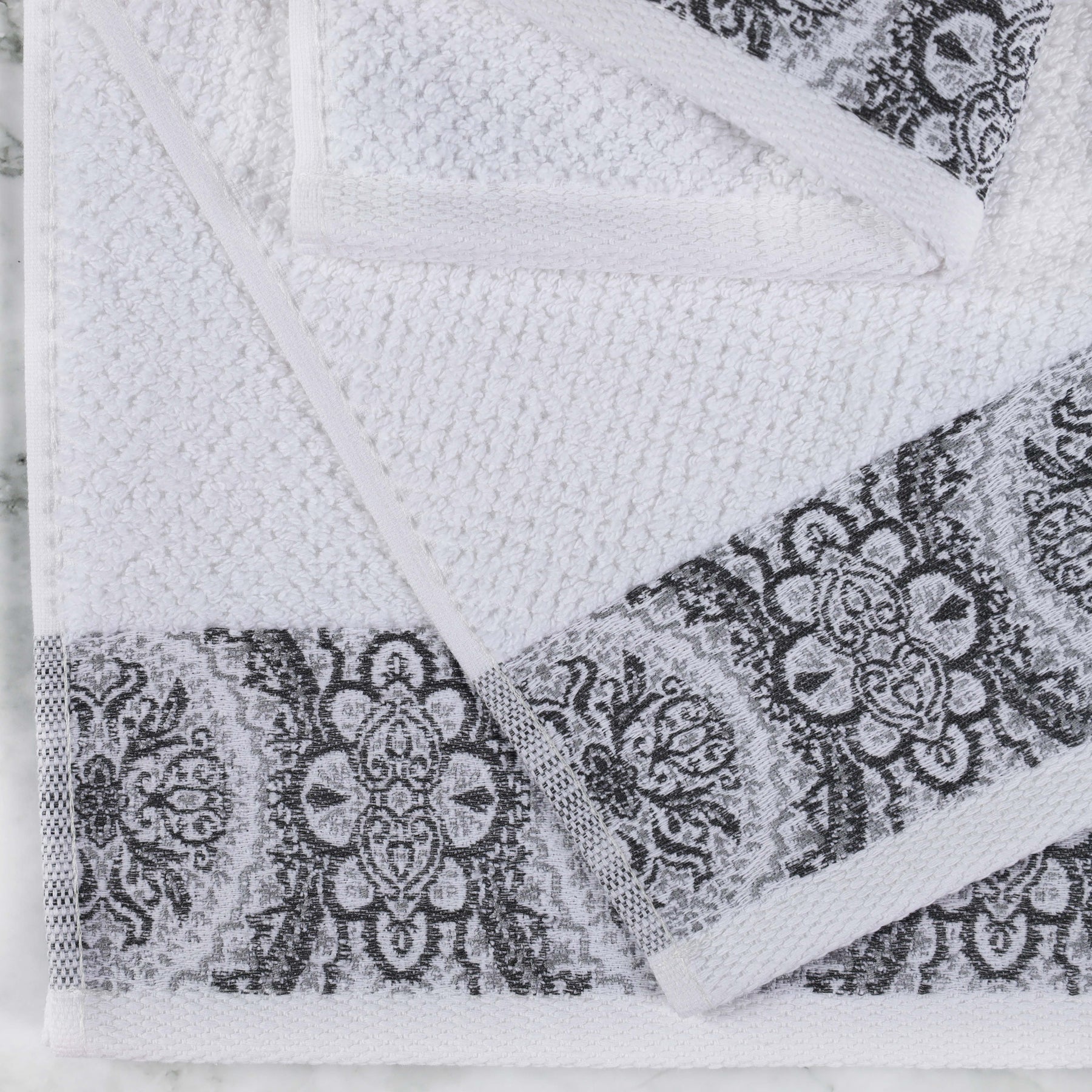Medallion Cotton Jacquard Textured Soft Absorbent 12 Piece Towel Set