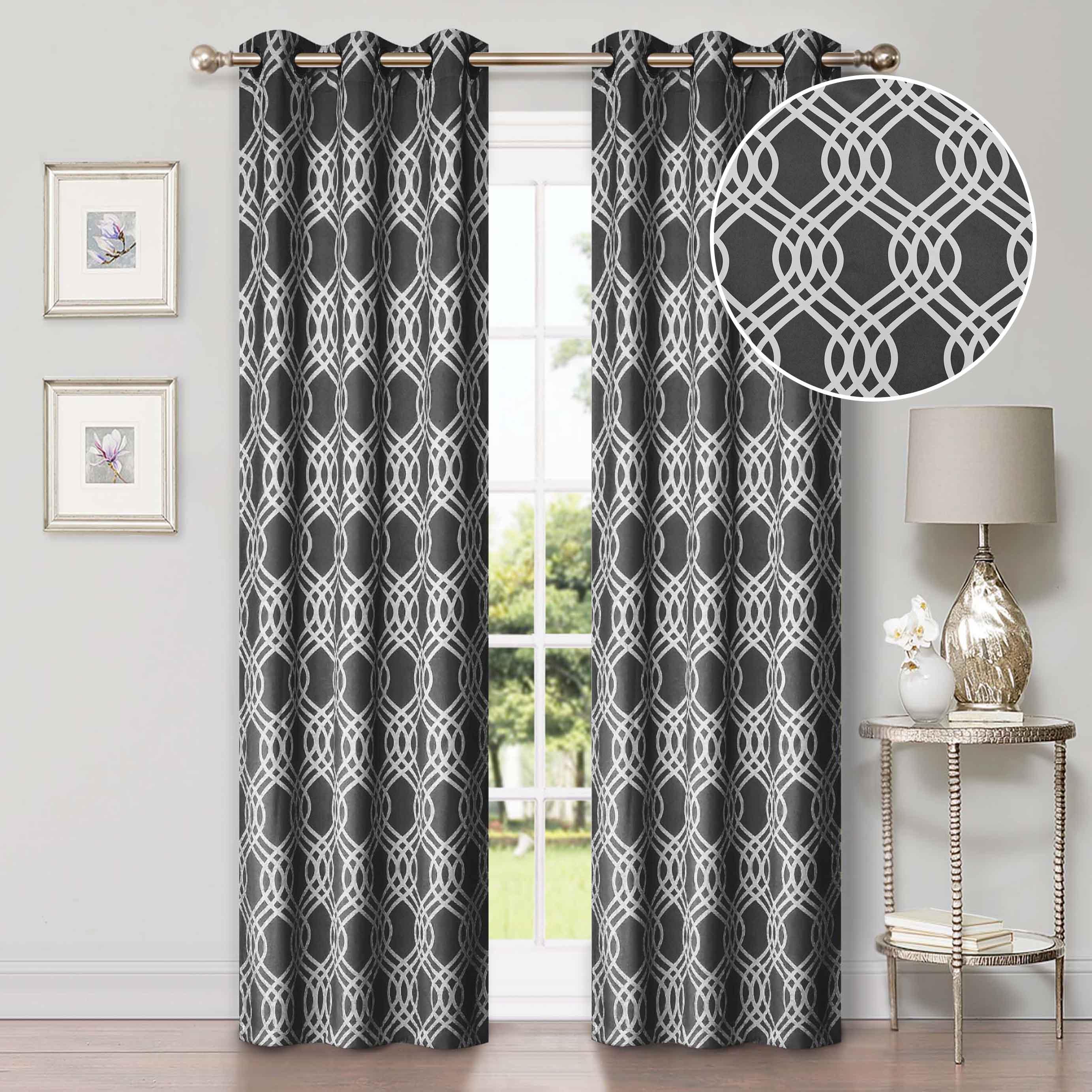 Ribbon Trellis Washable Room Darkening Blackout Curtains, Set of 2 - Blackout Curtains by Superior Brand