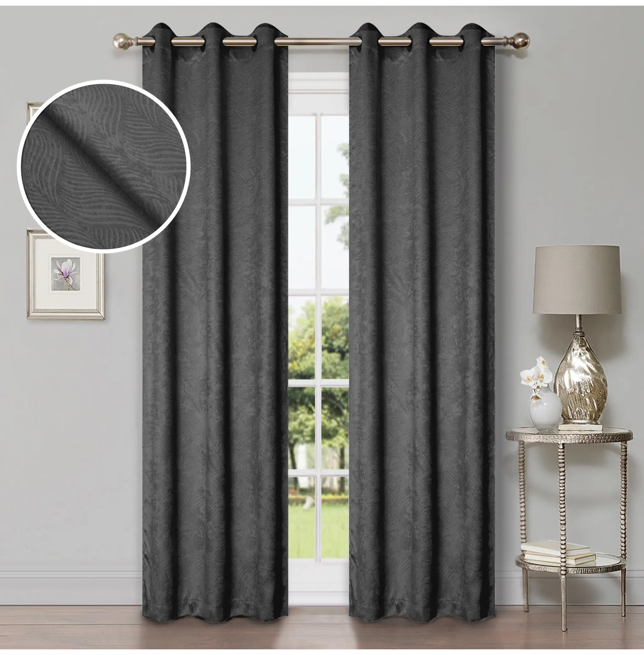 Waverly Geometric Washable Room Darkening Blackout Curtains, Set of 2