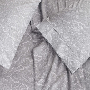 Italian Paisley 600 Thread Count Cotton Blend Deep Pocket Sheet Set - Gray