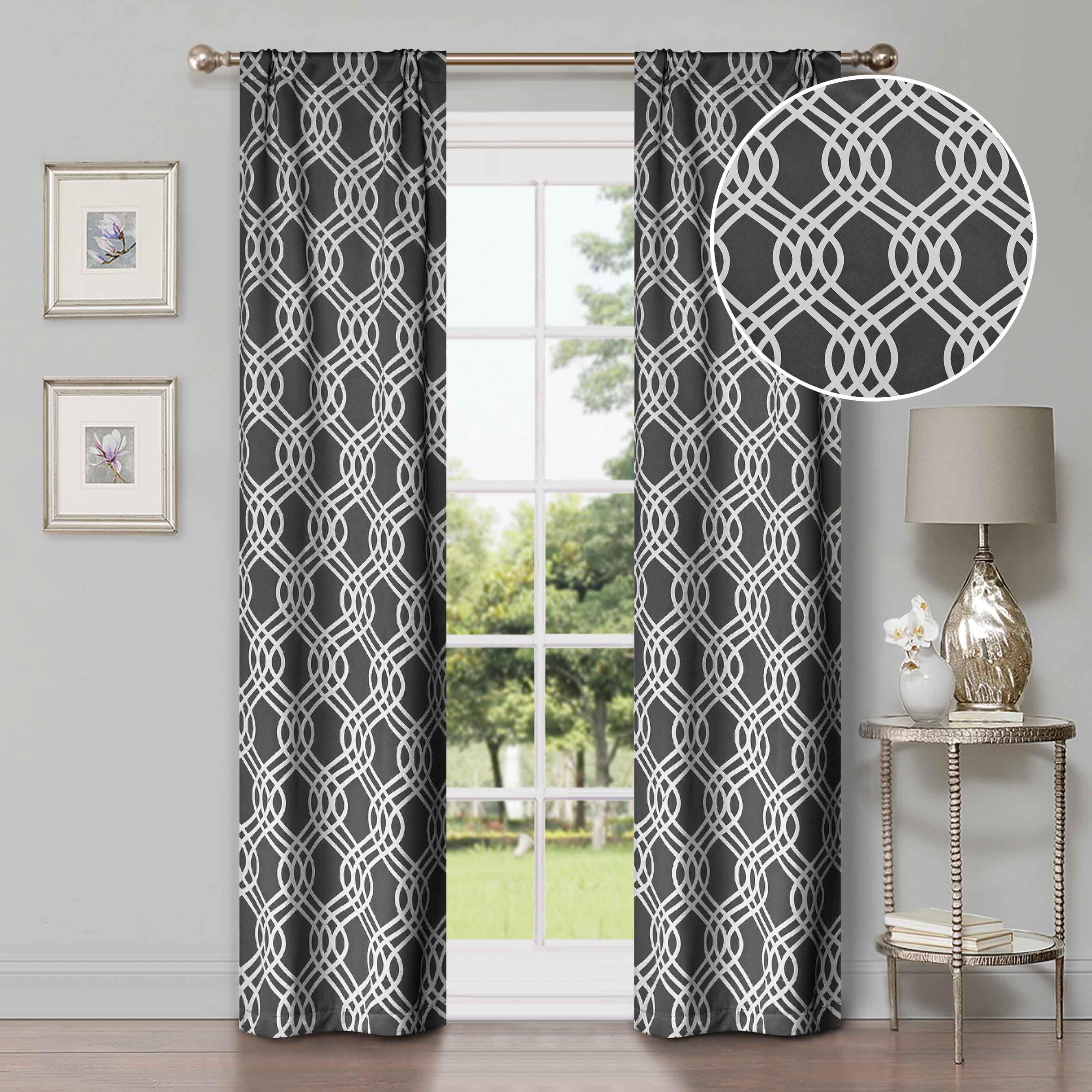 Ribbon Trellis Washable Room Darkening Blackout Curtains, Set of 2 - Blackout Curtains by Superior Brand