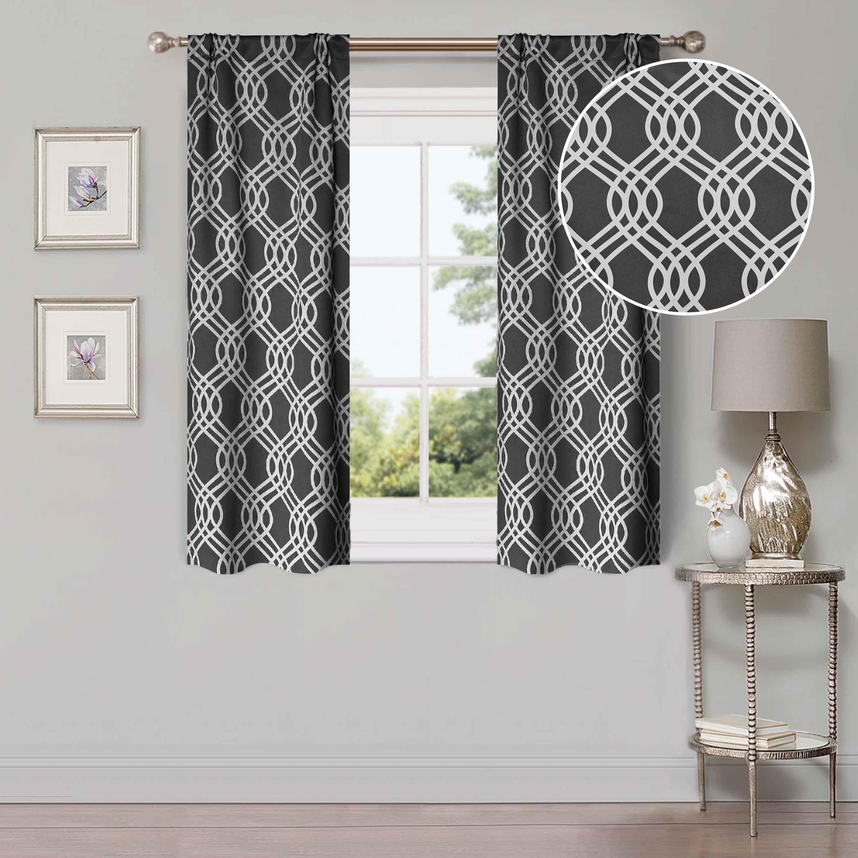 Ribbon Trellis Washable Room Darkening Blackout Curtains, Set of 2 - Blackout Curtains by Superior Brand