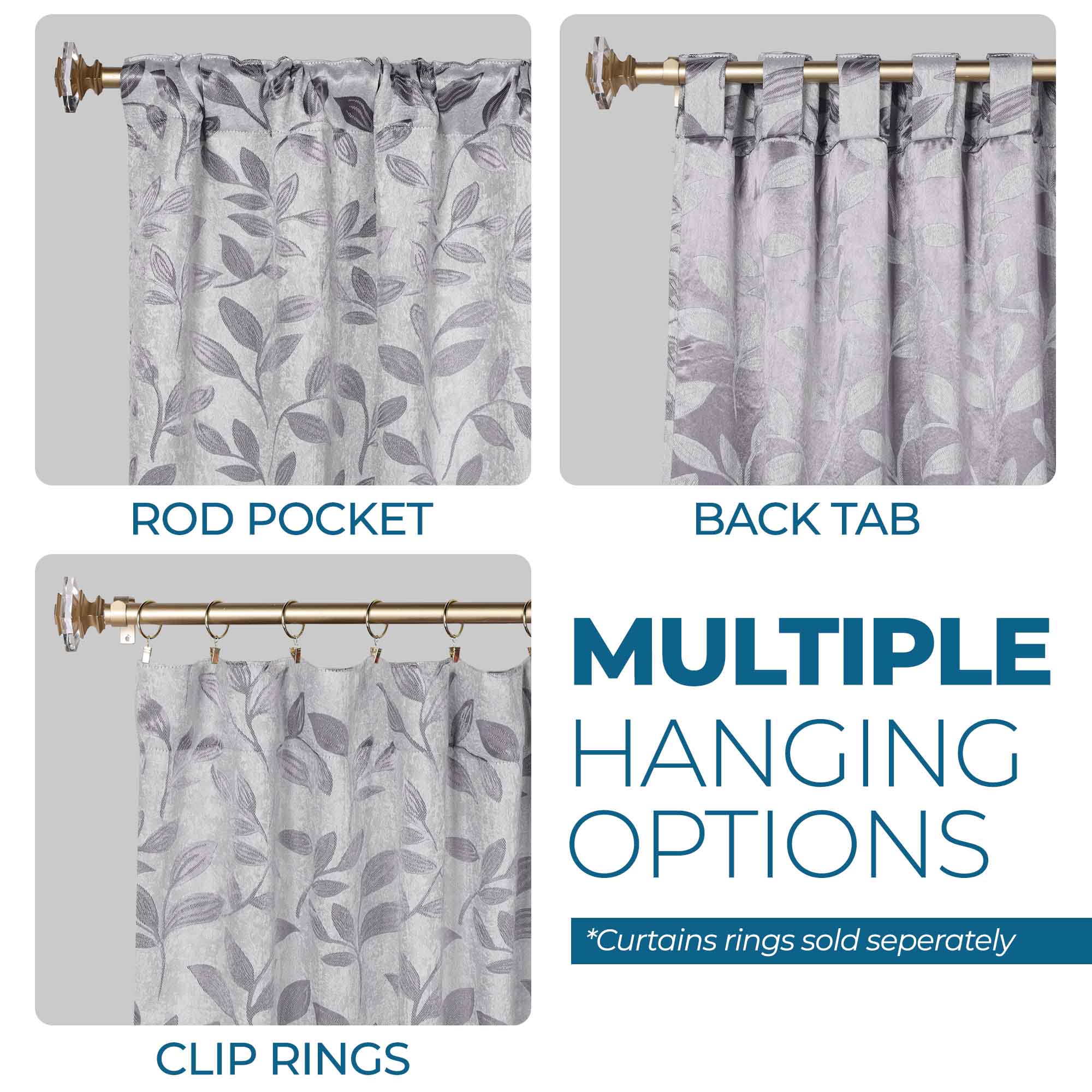 Leaves Room Darkening Back Tabs Blackout Curtain Panels, Set of 2 - Blackout Curtains by Superior