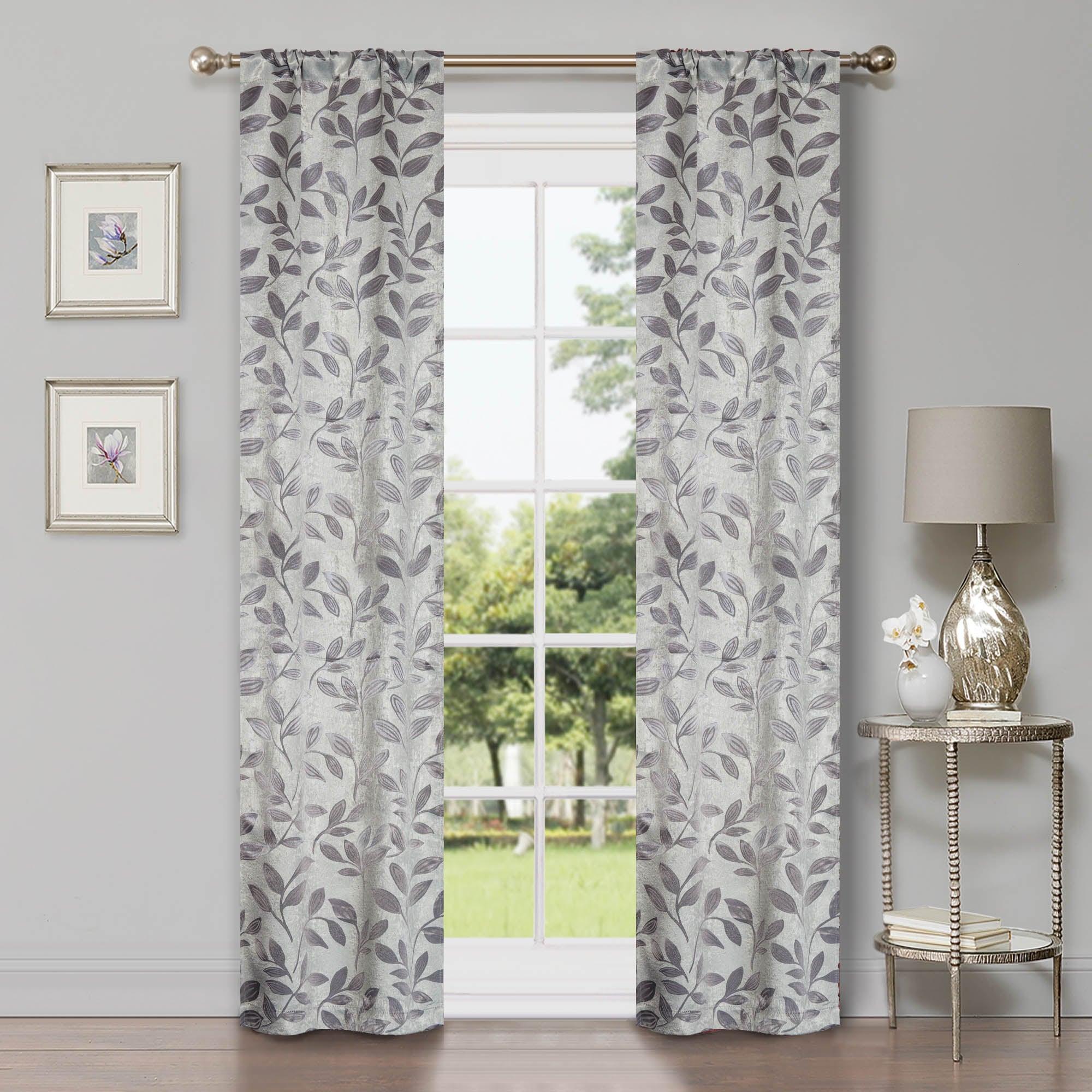 Leaves Machine Washable Room Darkening Blackout Curtains, Set of 2 - Blackout Curtains by Superior