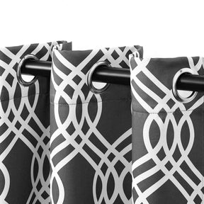 Ribbon Machine Washable Room Darkening Blackout Curtains, Set of 2 - Gray