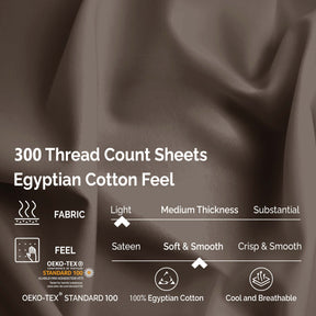 300 Thread Count Egyptian Cotton Solid Deep Pocket Sheet Set - Grey