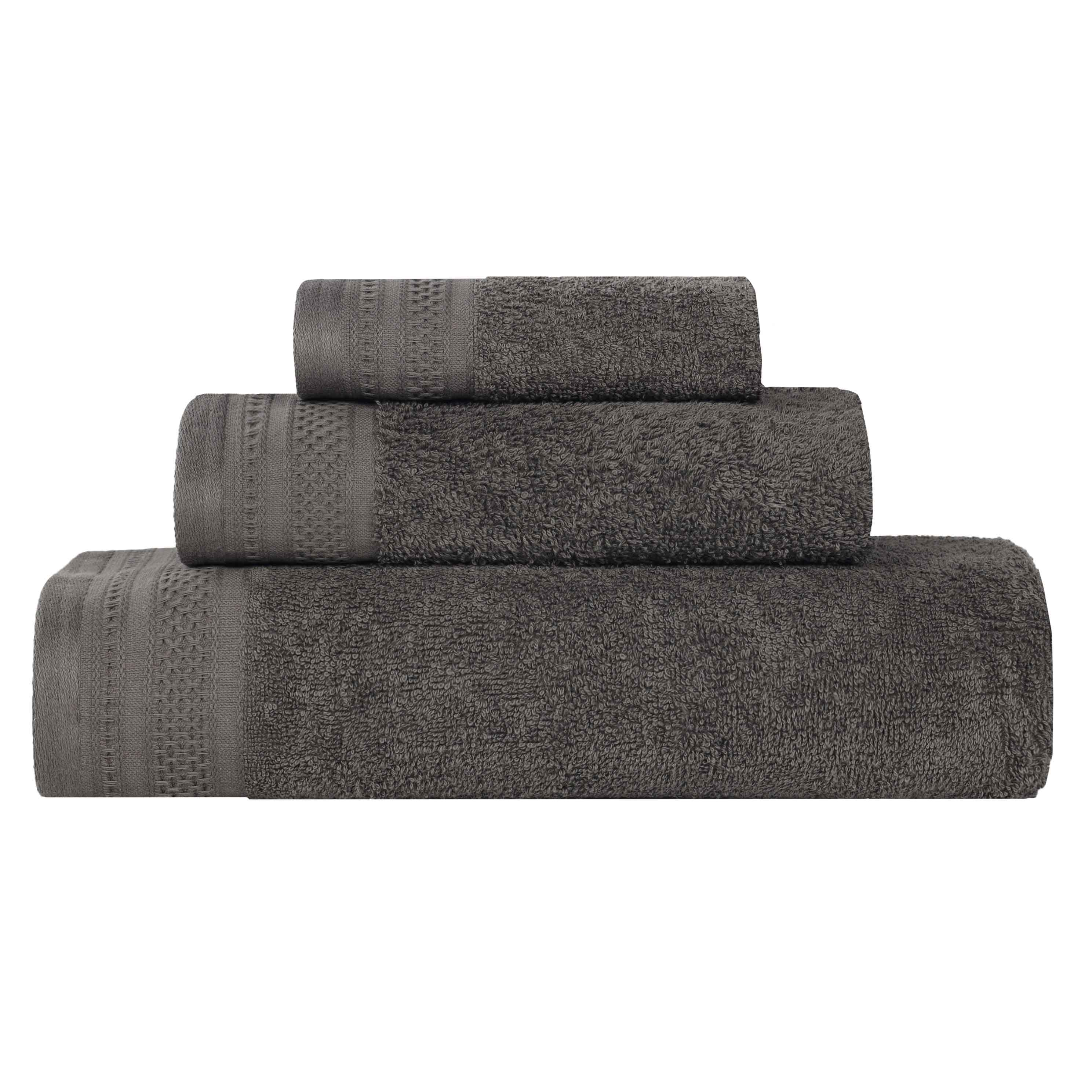 Honeycomb Textured Waffle Border Cotton 3 Piece Towel Set - Towel Set by Superior Brand