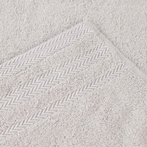 Zero Twist Cotton Dobby Border Plush Soft Absorbent - Platinum