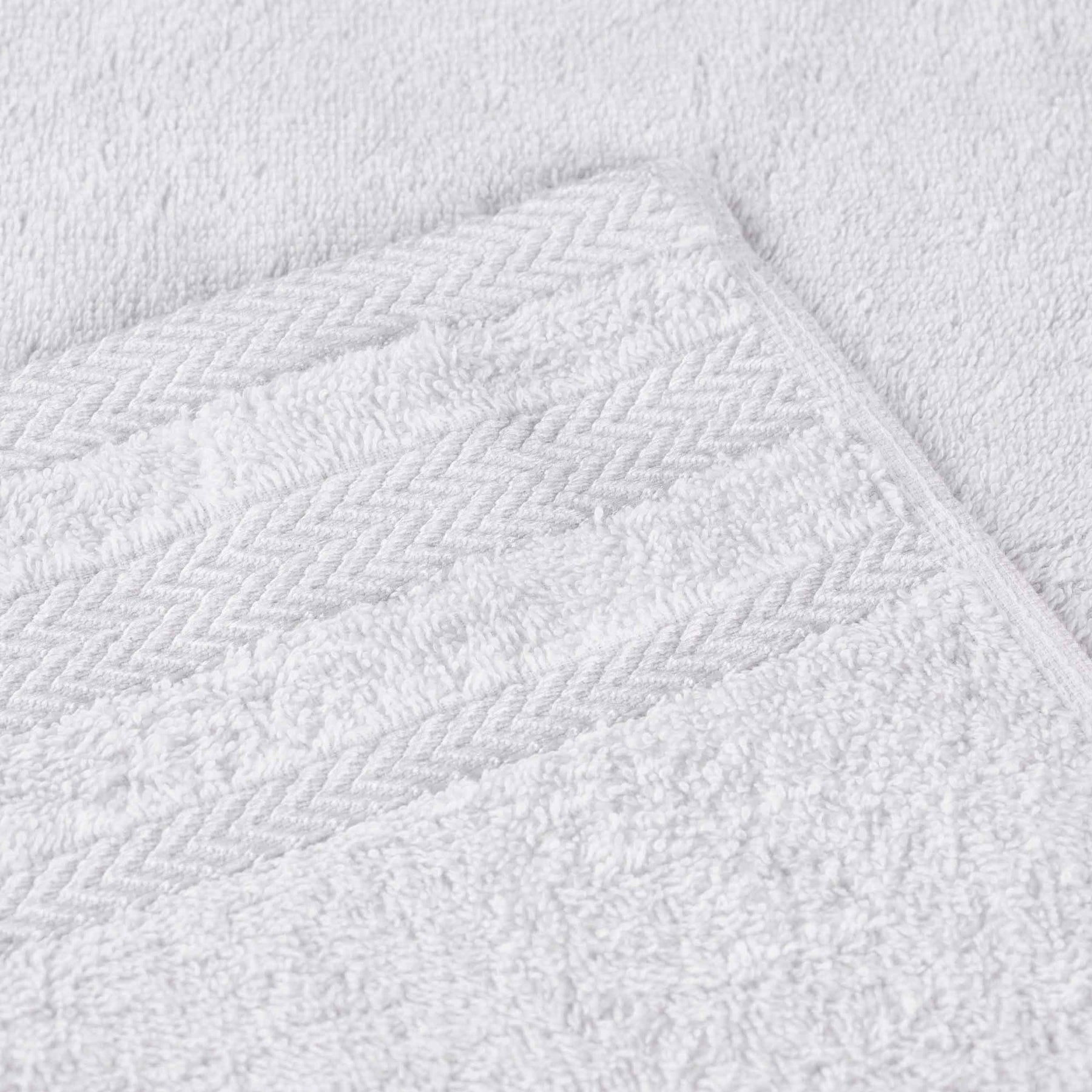 Zero Twist Cotton Dobby Border Plush Soft Absorbent - White