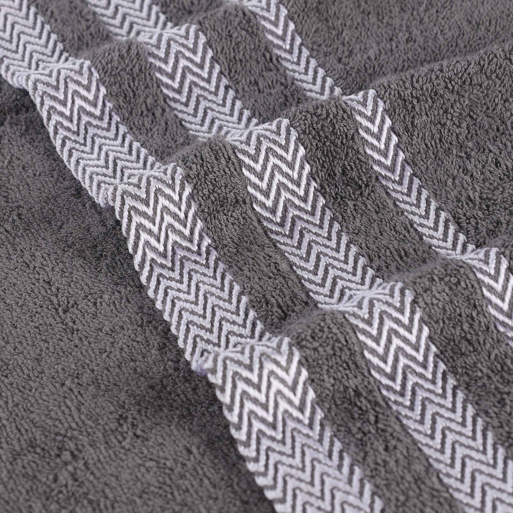 Zero Twist Cotton Dobby Border Plush Soft Absorbent - Grey