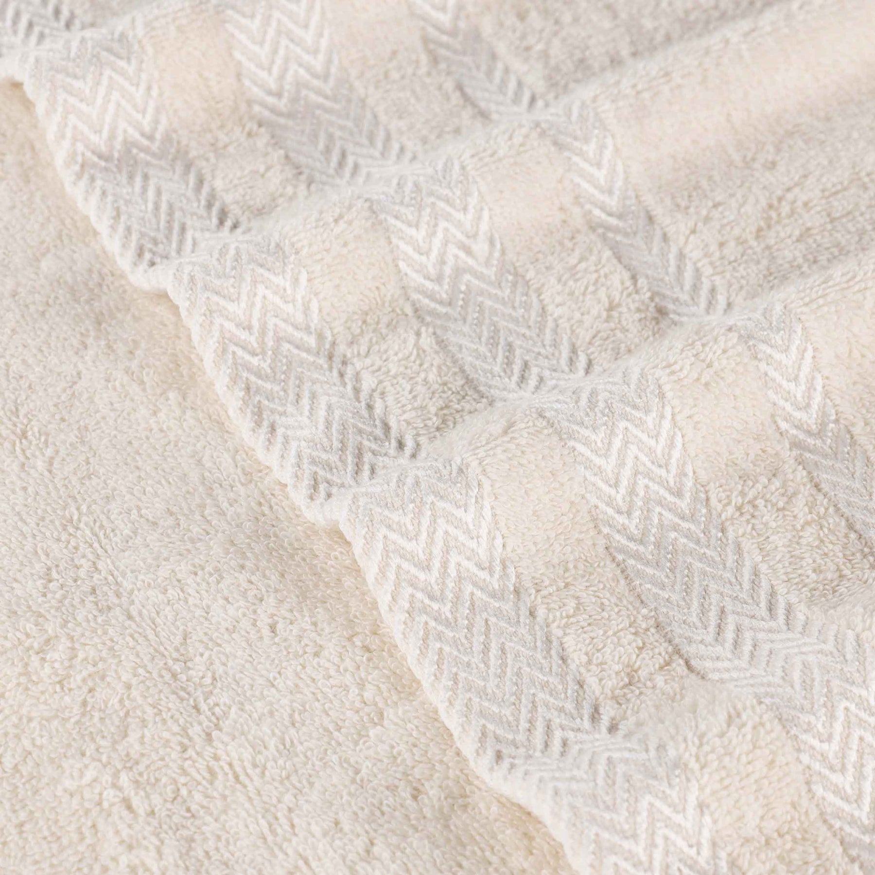Zero Twist Cotton Dobby Border Plush Soft Absorbent - Ivory