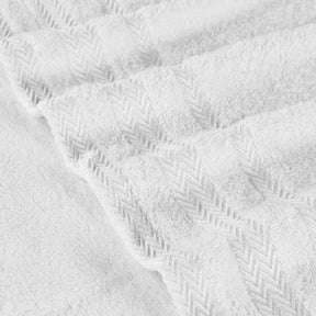 Zero Twist Cotton Dobby Border Plush Absorbent Hand Towel - White