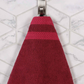 Zero Twist Cotton Dobby Border Plush Absorbent Hand Towel - Cranberry